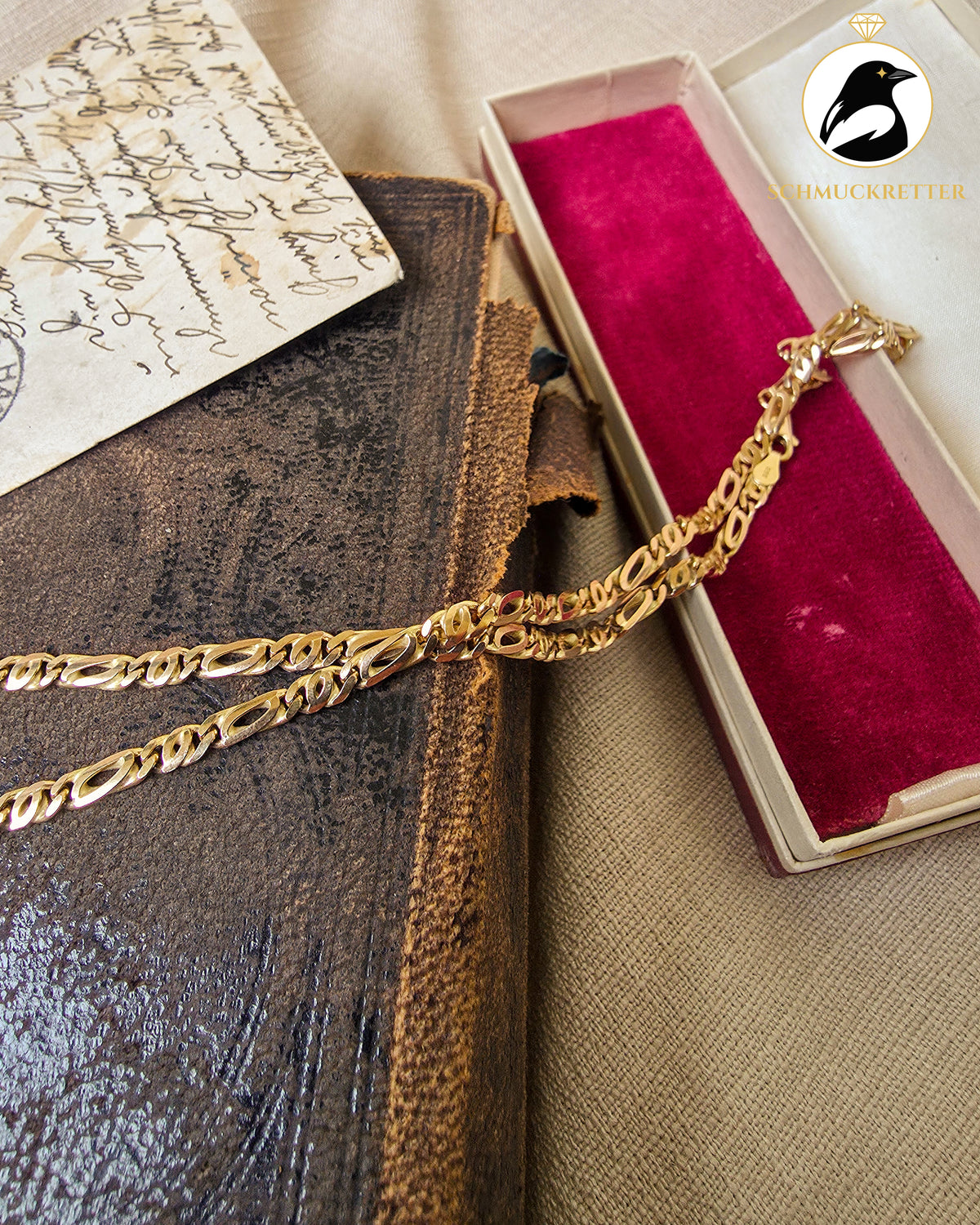 Breite Figaro Halskette aus 333 Gelbgold, 50,5cm
