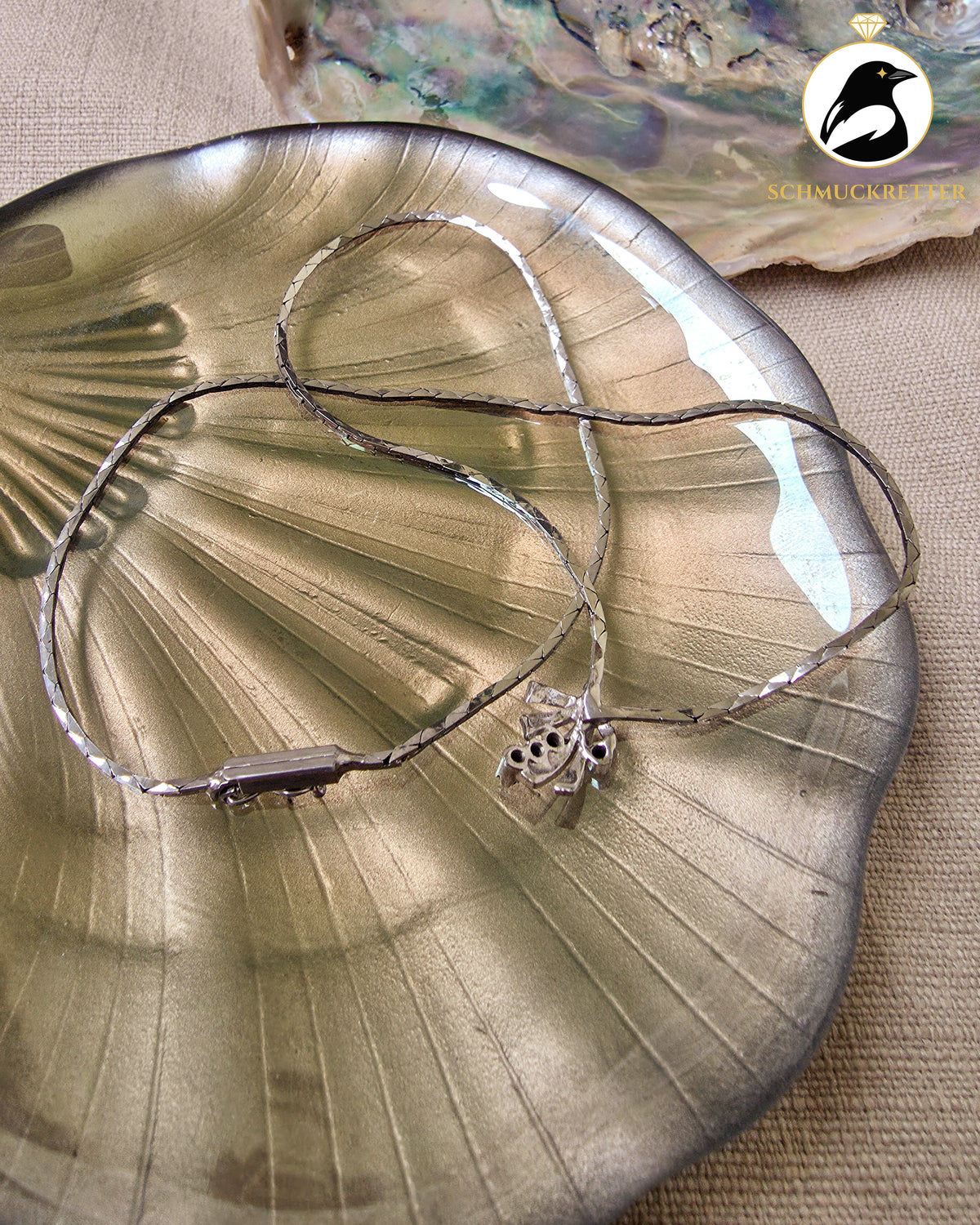 Rhodiniertes Vintage Collier mit Saphiren│835 Silber Kette