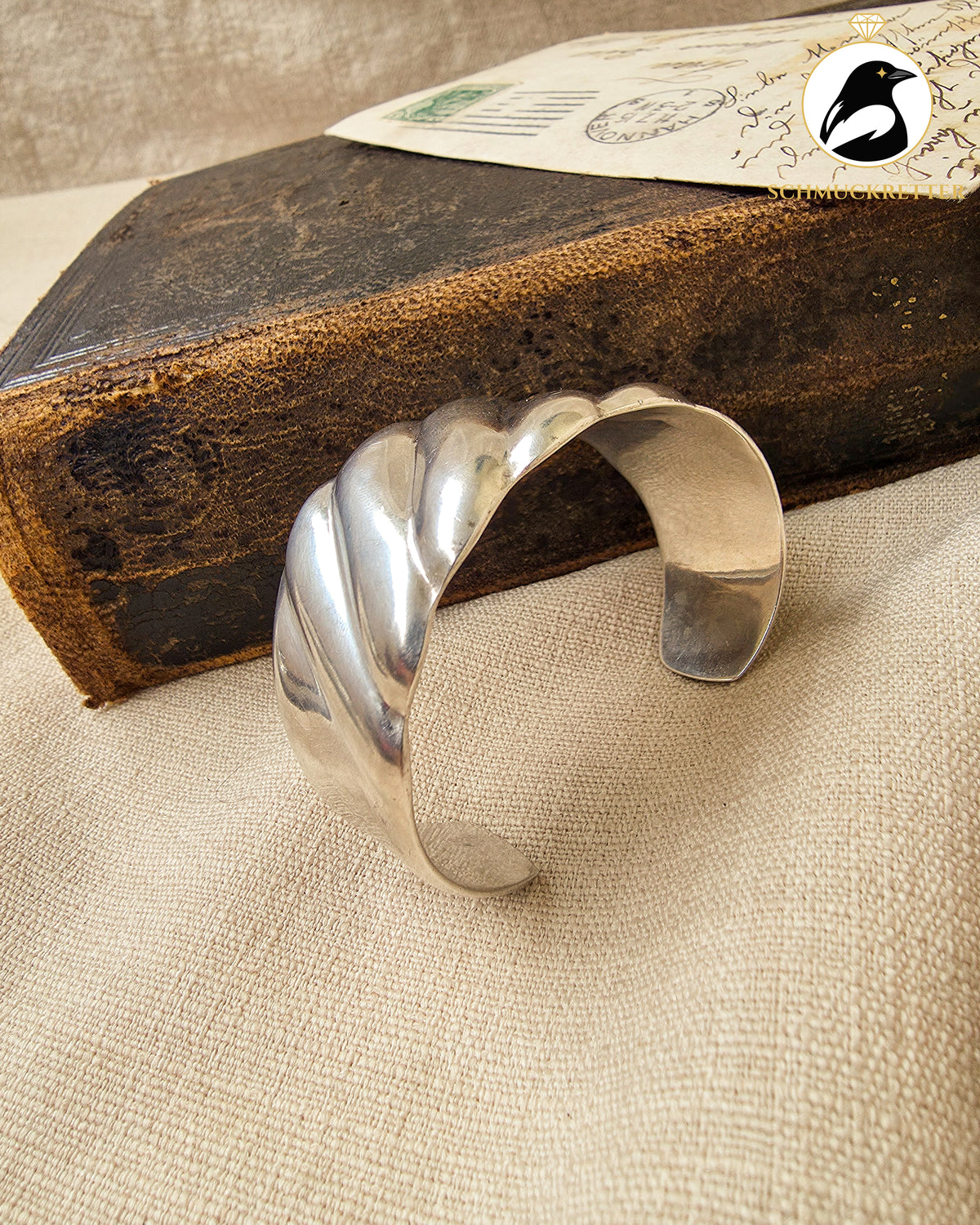 Mexikanischer Armreif aus 925 Silber│breites, geschwungenes Design