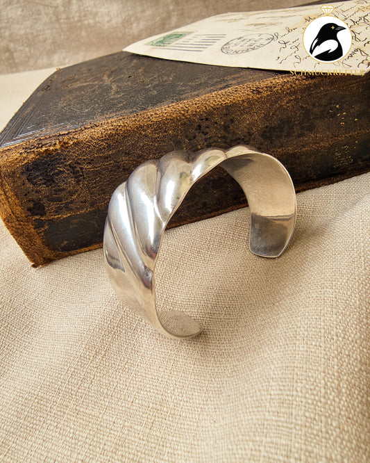 Mexikanischer Armreif aus 925 Silber│breites, geschwungenes Design