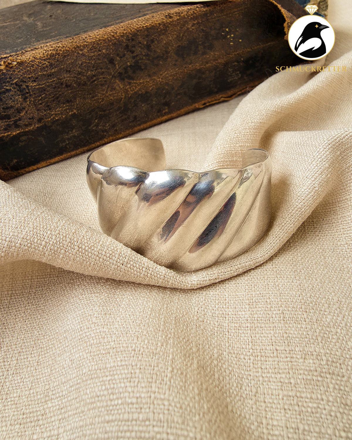 Mexikanischer Armreif aus 925 Silber│breites, geschwungenes Design