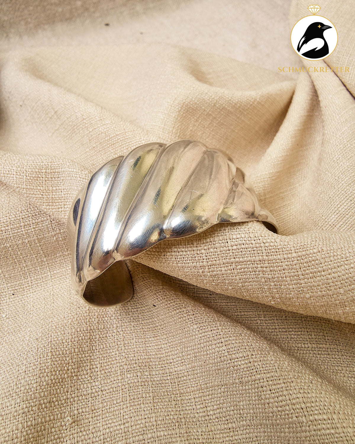 Mexikanischer Armreif aus 925 Silber│breites, geschwungenes Design