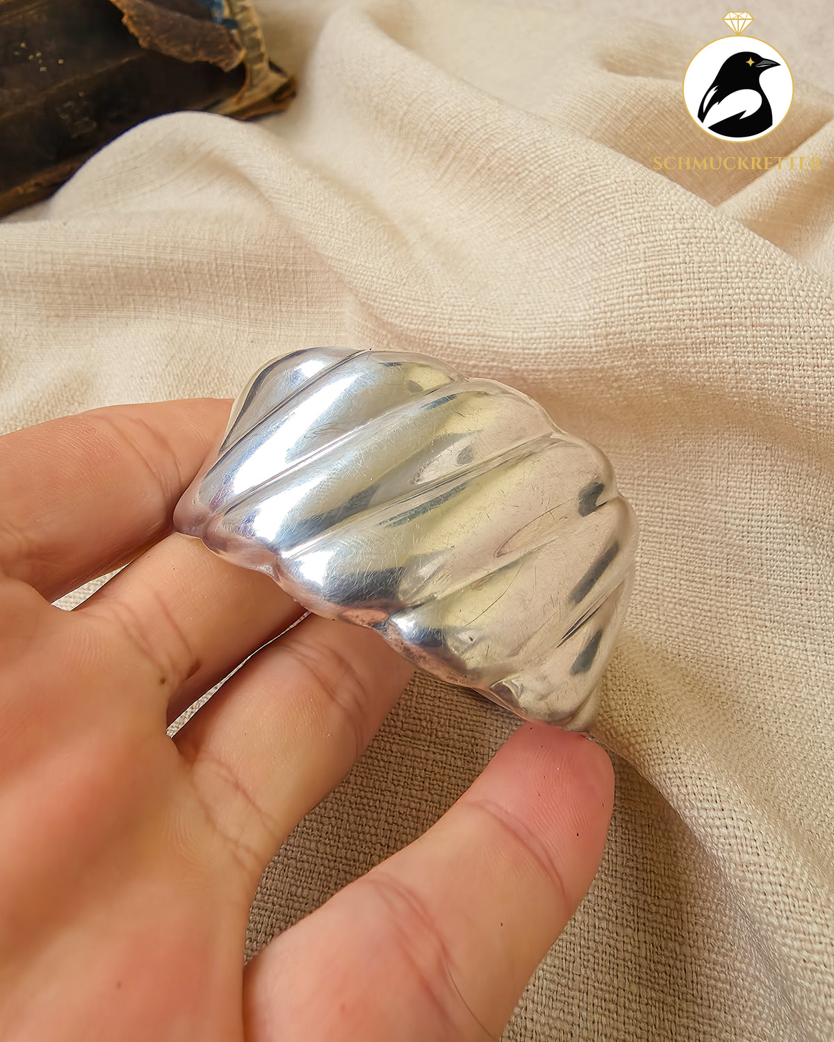 Mexikanischer Armreif aus 925 Silber│breites, geschwungenes Design