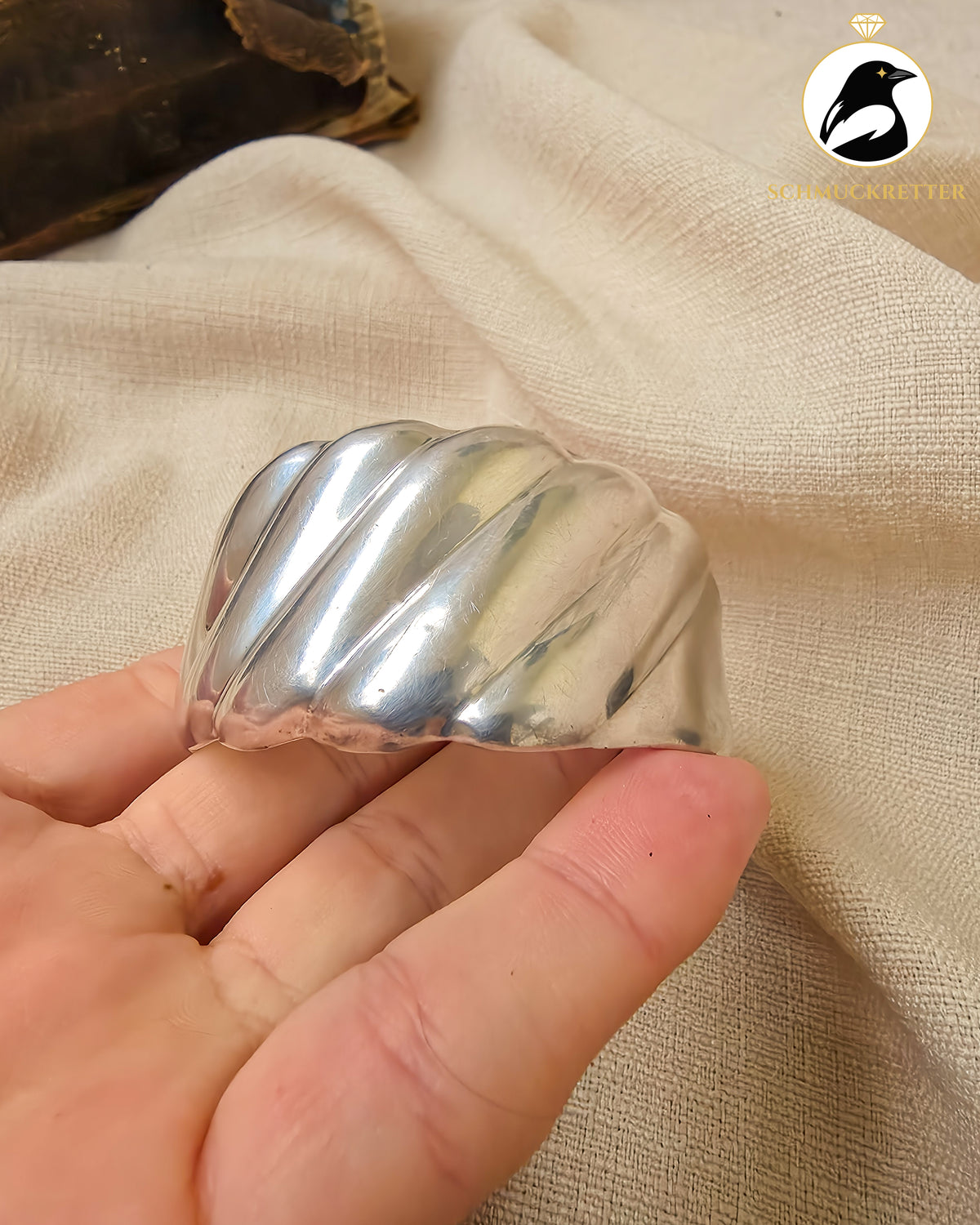 Mexikanischer Armreif aus 925 Silber│breites, geschwungenes Design