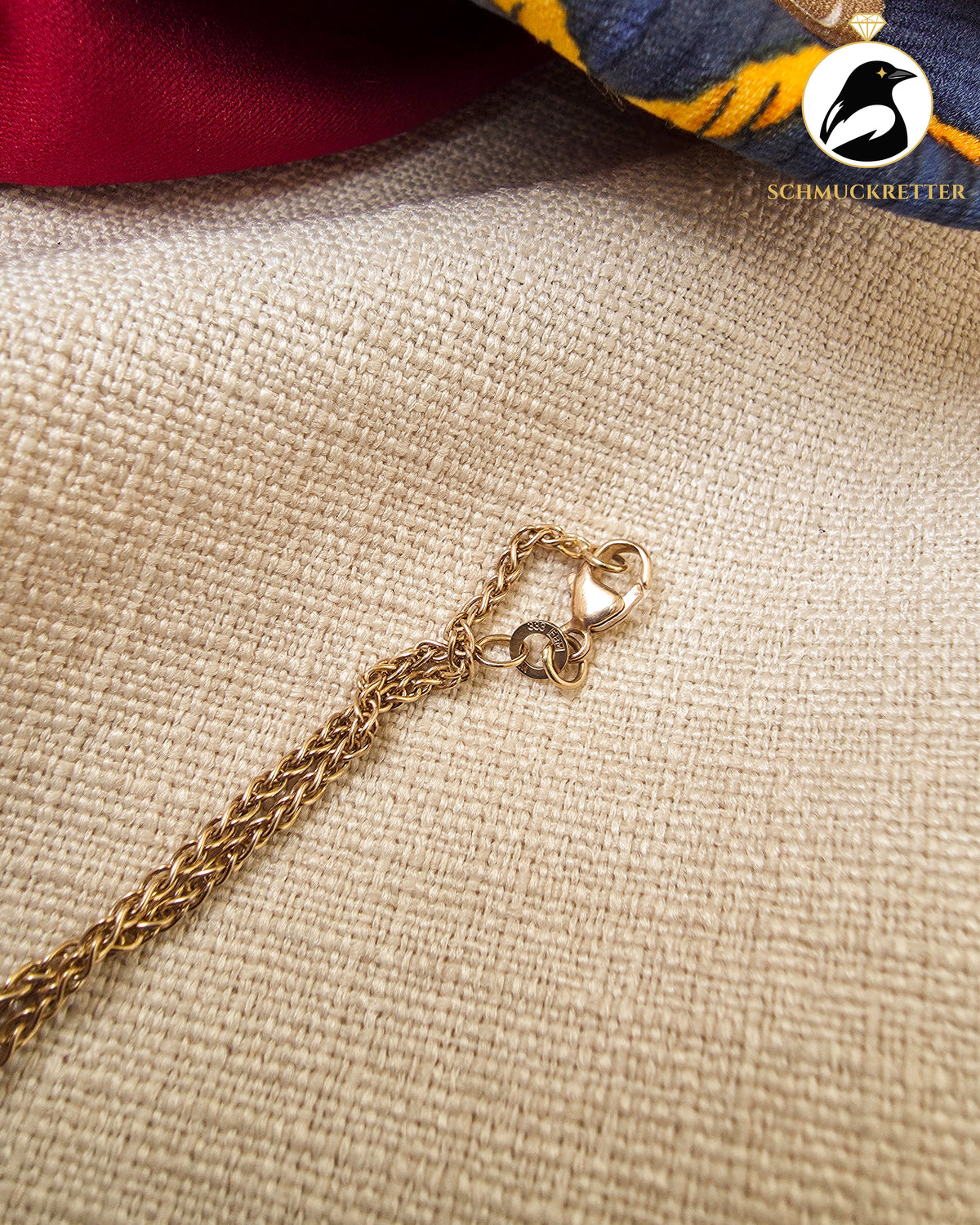 333 Goldcollier mit Rubin, Saphir & Zirkonia – Vintage von Theodor Klotz