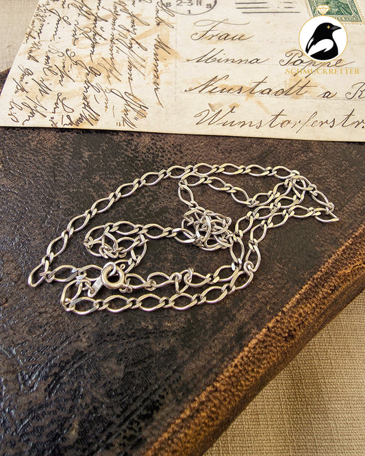 Silberkette mit diamantierten  Ovalgliedern │925 Silber