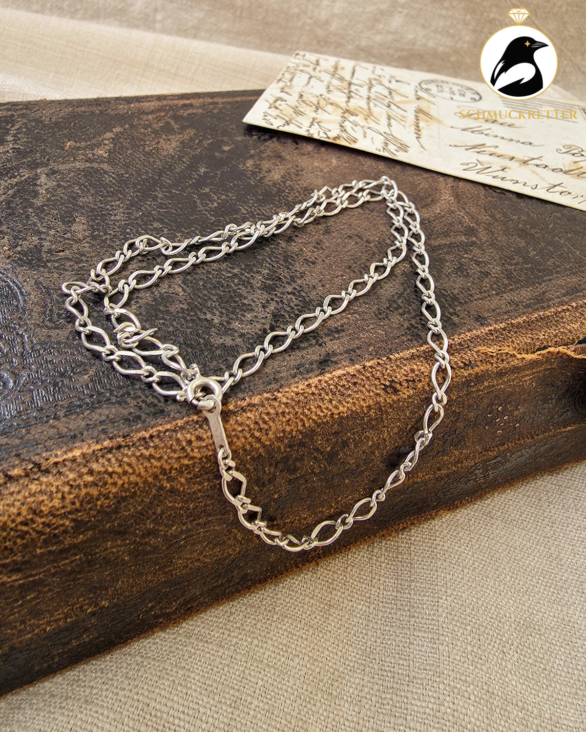 Silberkette mit diamantierten  Ovalgliedern │925 Silber