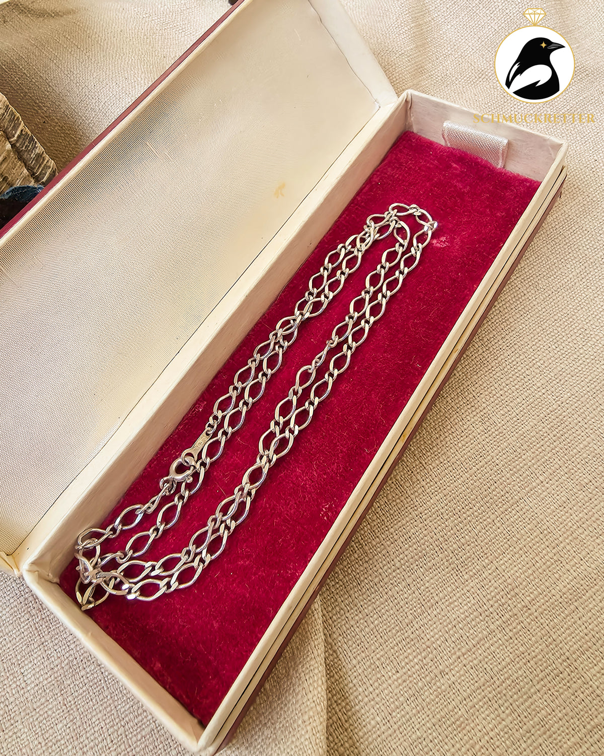 Silberkette mit diamantierten  Ovalgliedern │925 Silber