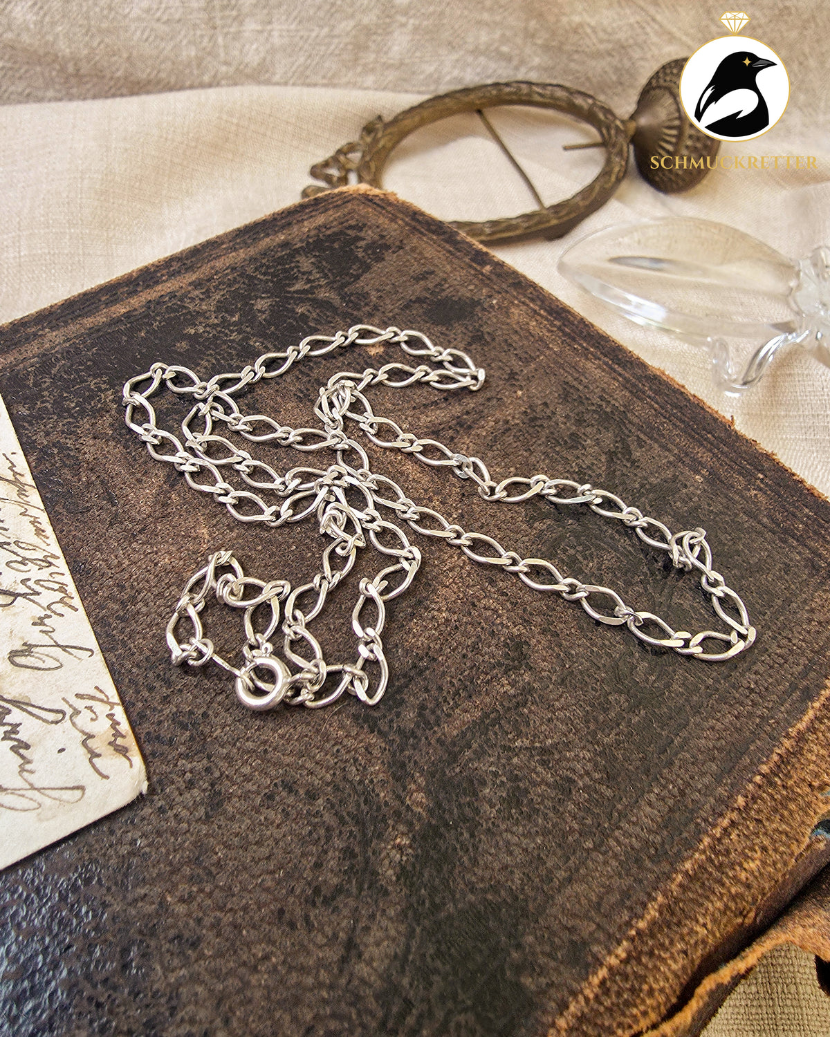 Silberkette mit diamantierten  Ovalgliedern │925 Silber