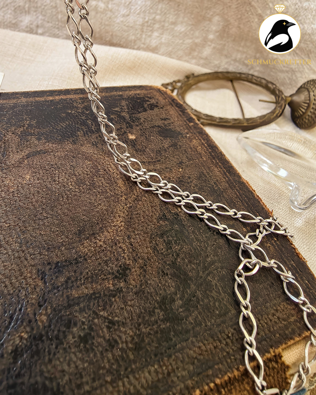 Silberkette mit diamantierten  Ovalgliedern │925 Silber