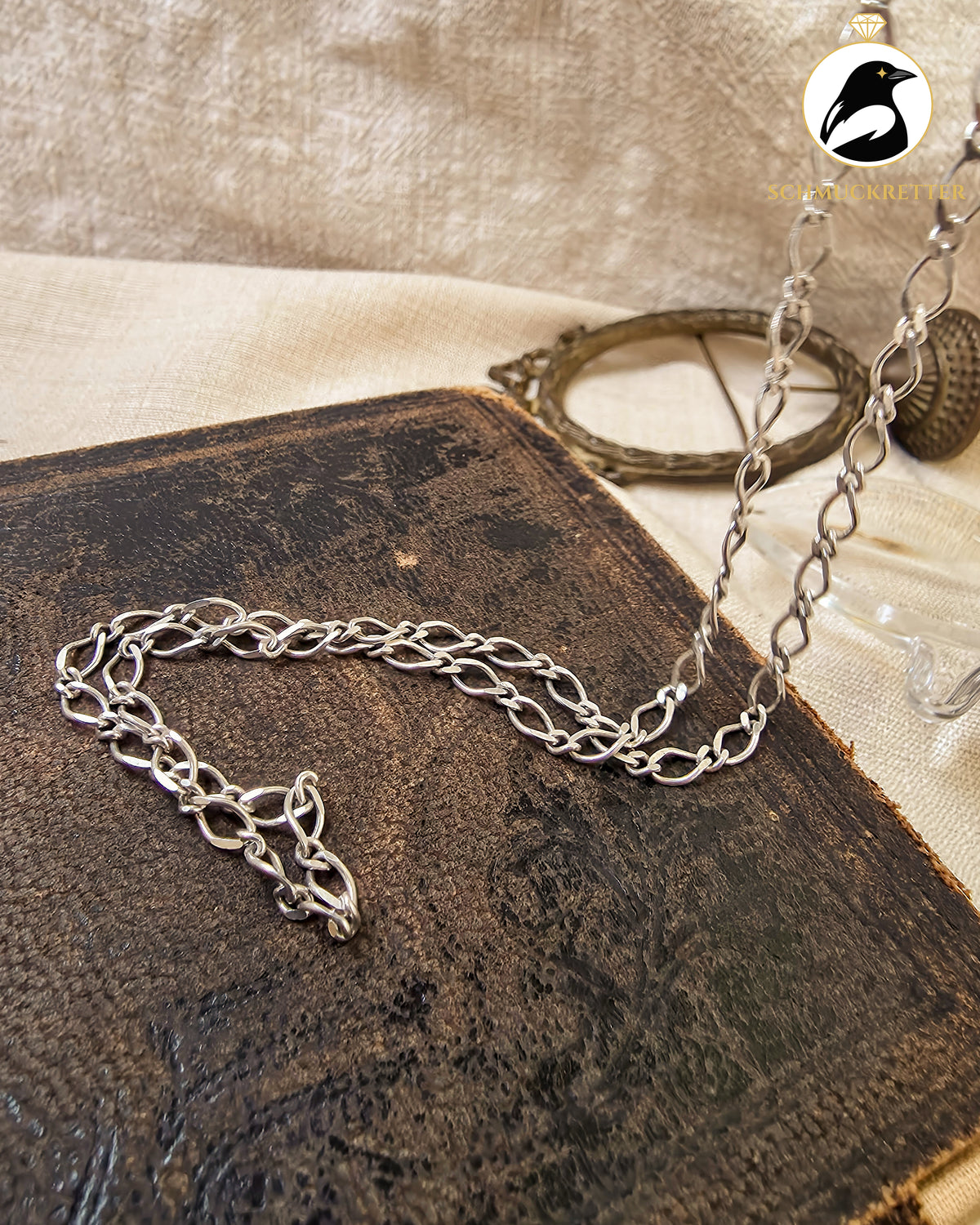 Silberkette mit diamantierten  Ovalgliedern │925 Silber