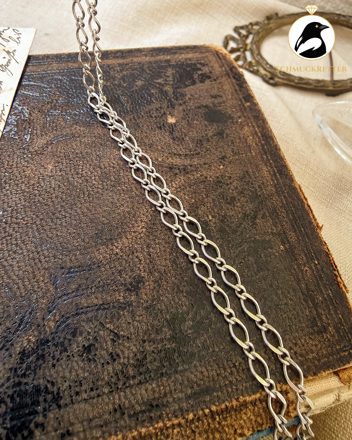 Silberkette mit diamantierten  Ovalgliedern │925 Silber
