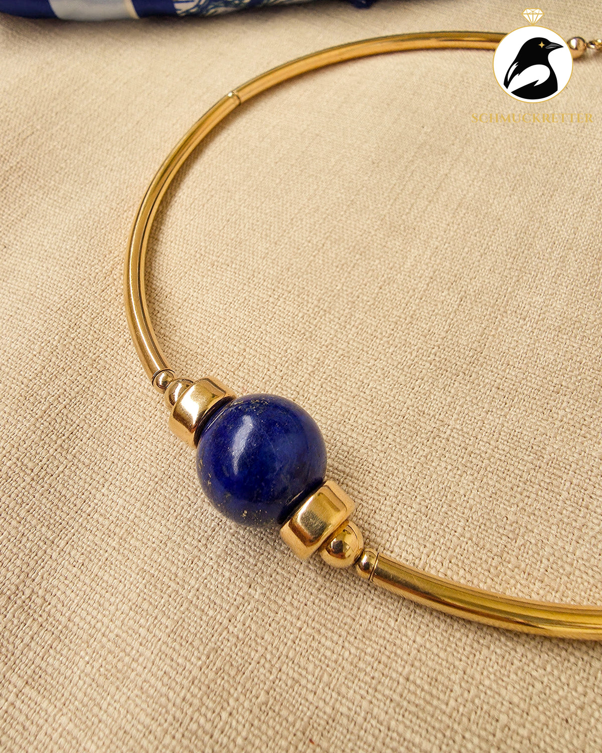 Halsreif mit edler Lapislazuli Kugel | Vergoldetes 925 Silber