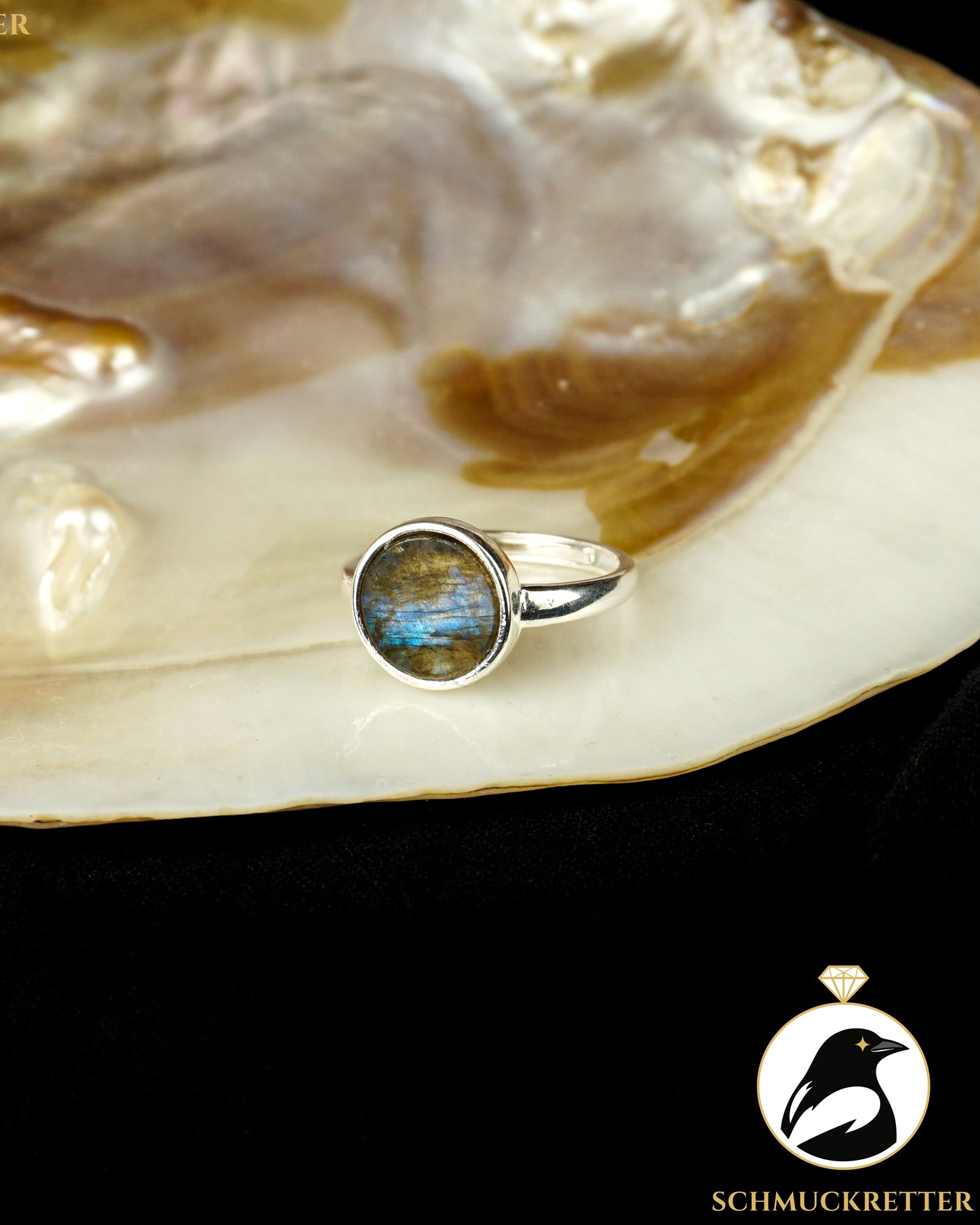 Labradorit Ring aus 925 Silber, verstellbar