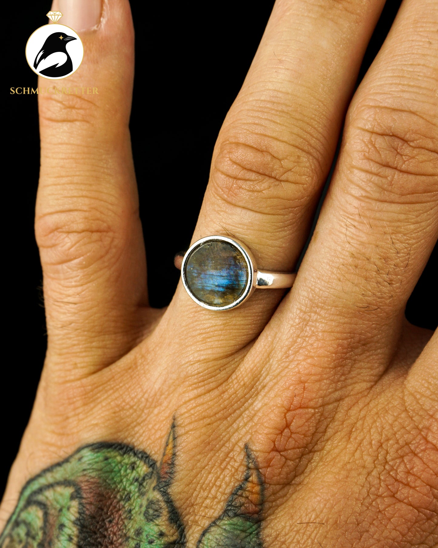 Labradorit Ring aus 925 Silber, verstellbar