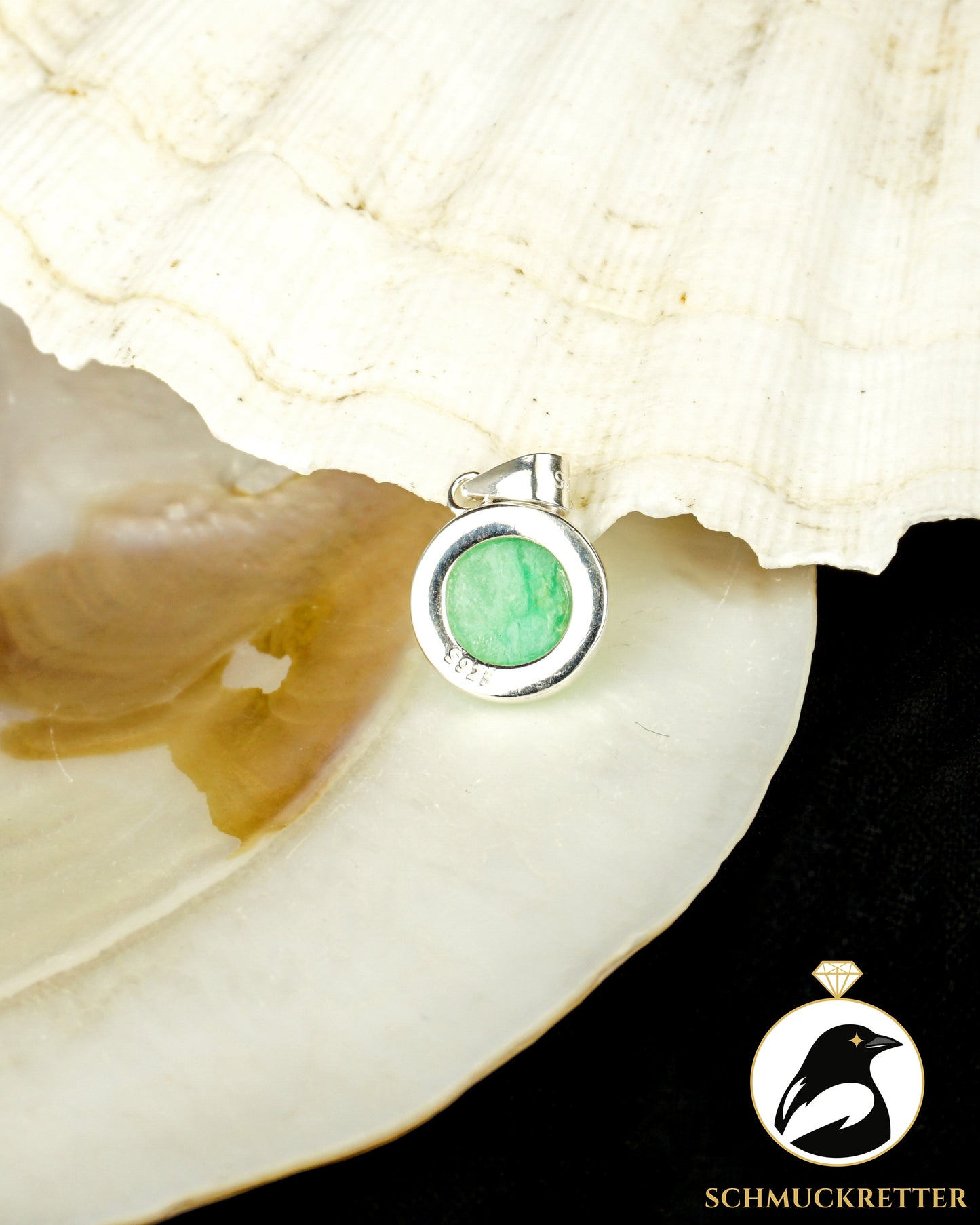 Chrysopras Anhänger gefasst in 925 Silber
