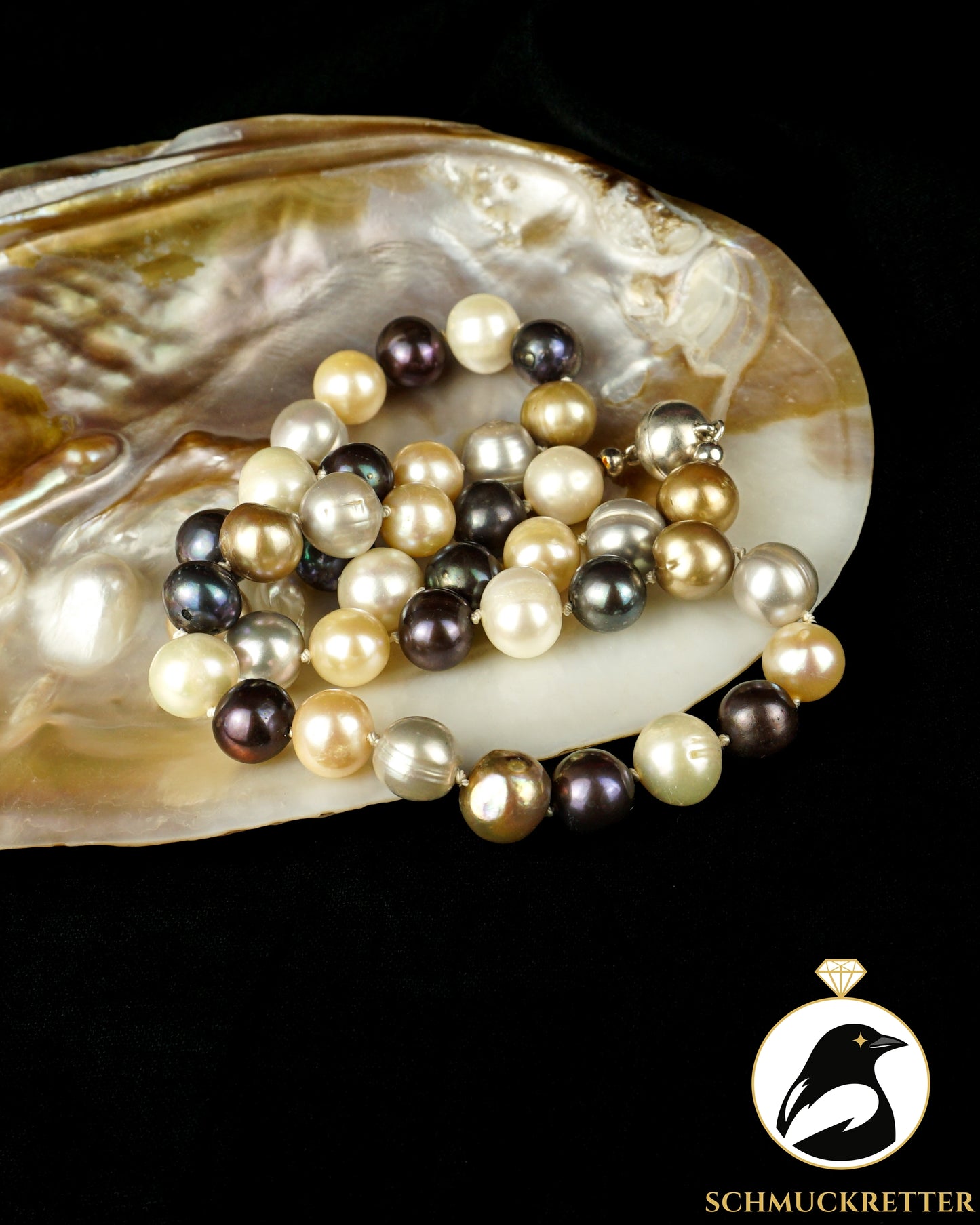 Perlenkette Multicolor mit 925 Silber Magnetverschluss von Langer