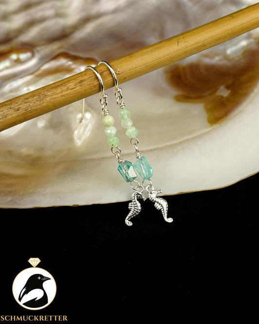 Sea Breeze - 925 Silber Ohrringe mit Apatit & Chrysopras