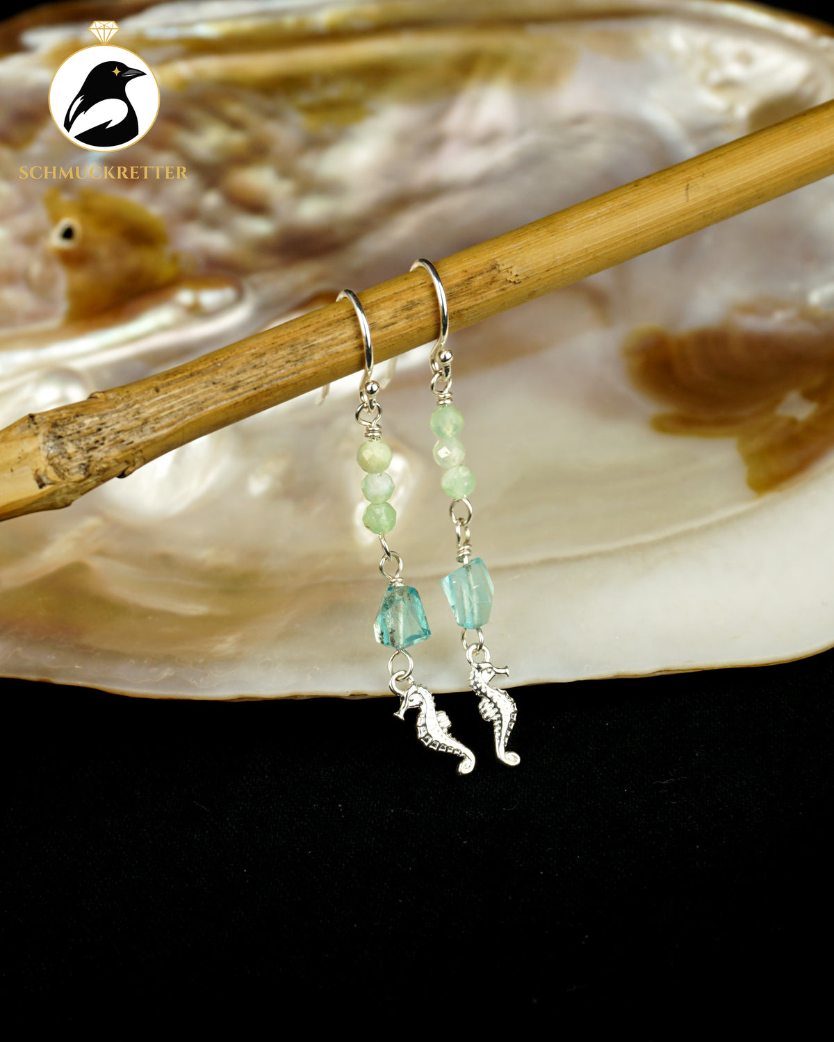 Sea Breeze - 925 Silber Ohrringe mit Apatit & Chrysopras