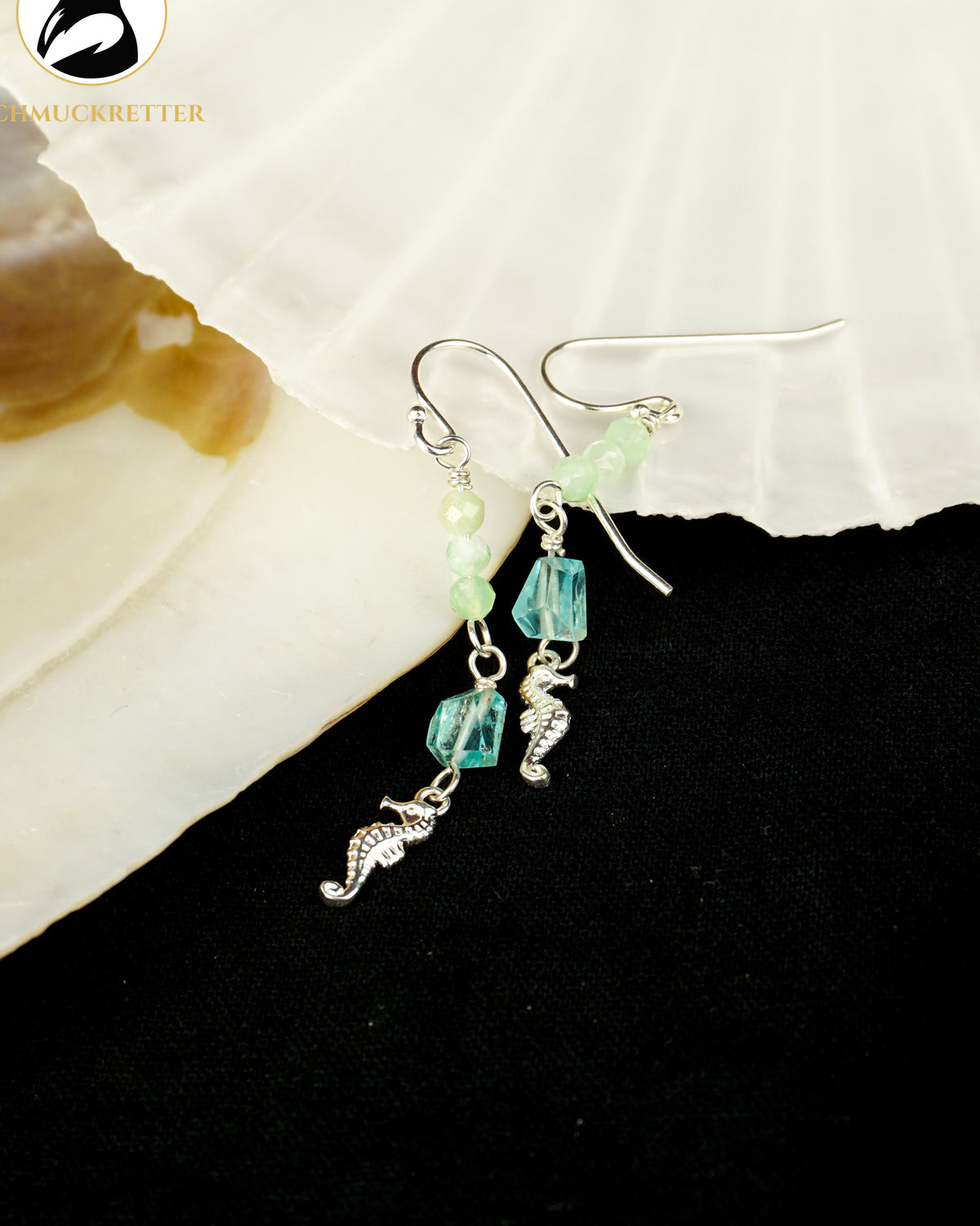 Sea Breeze - 925 Silber Ohrringe mit Apatit & Chrysopras