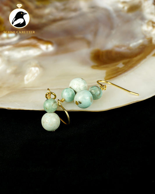 Larimar Set - Anhänger + Ohrringe aus vergoldetem 925 Silber
