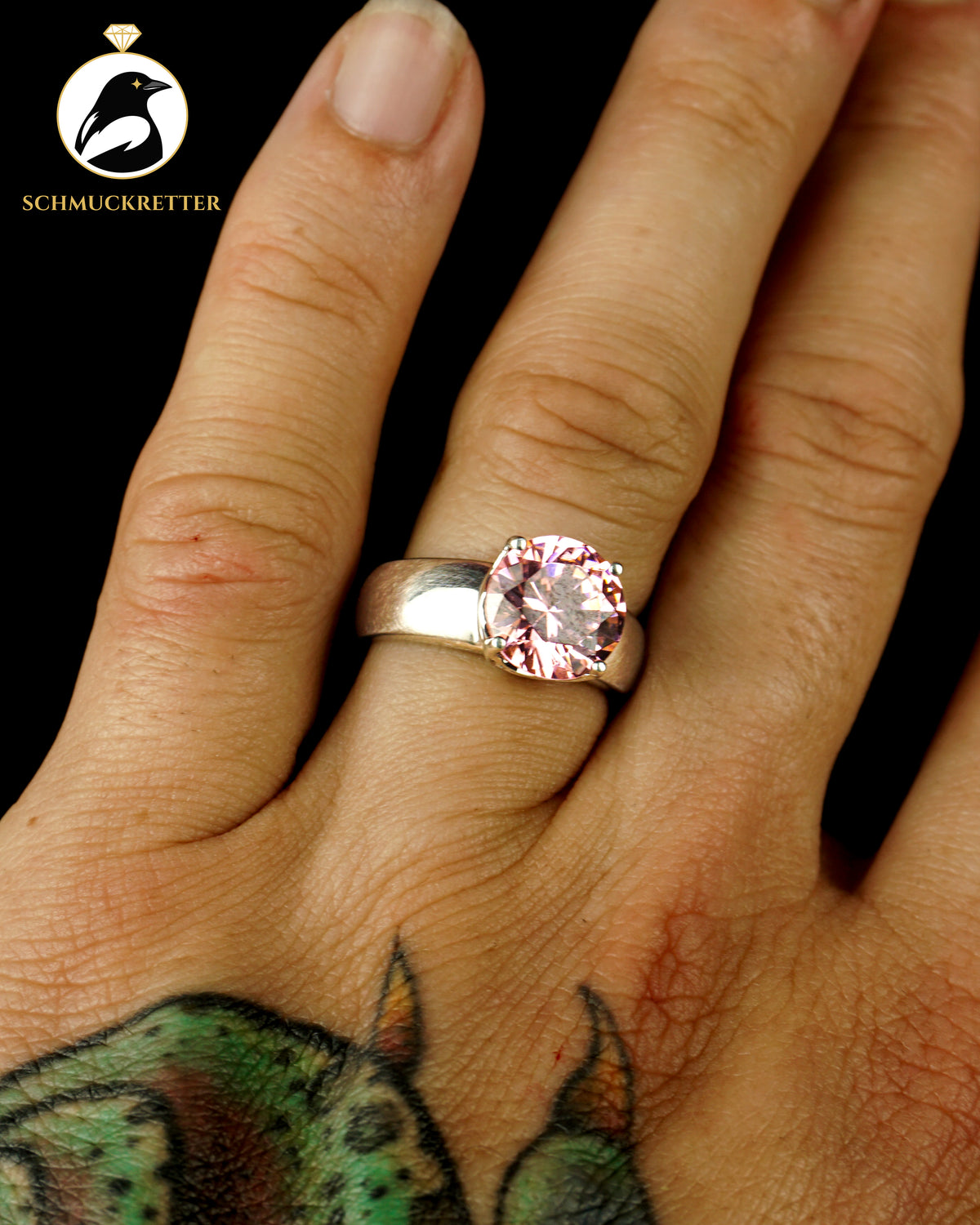 925 Silber Ring mit pinkem Zirkonia, Gr. 57