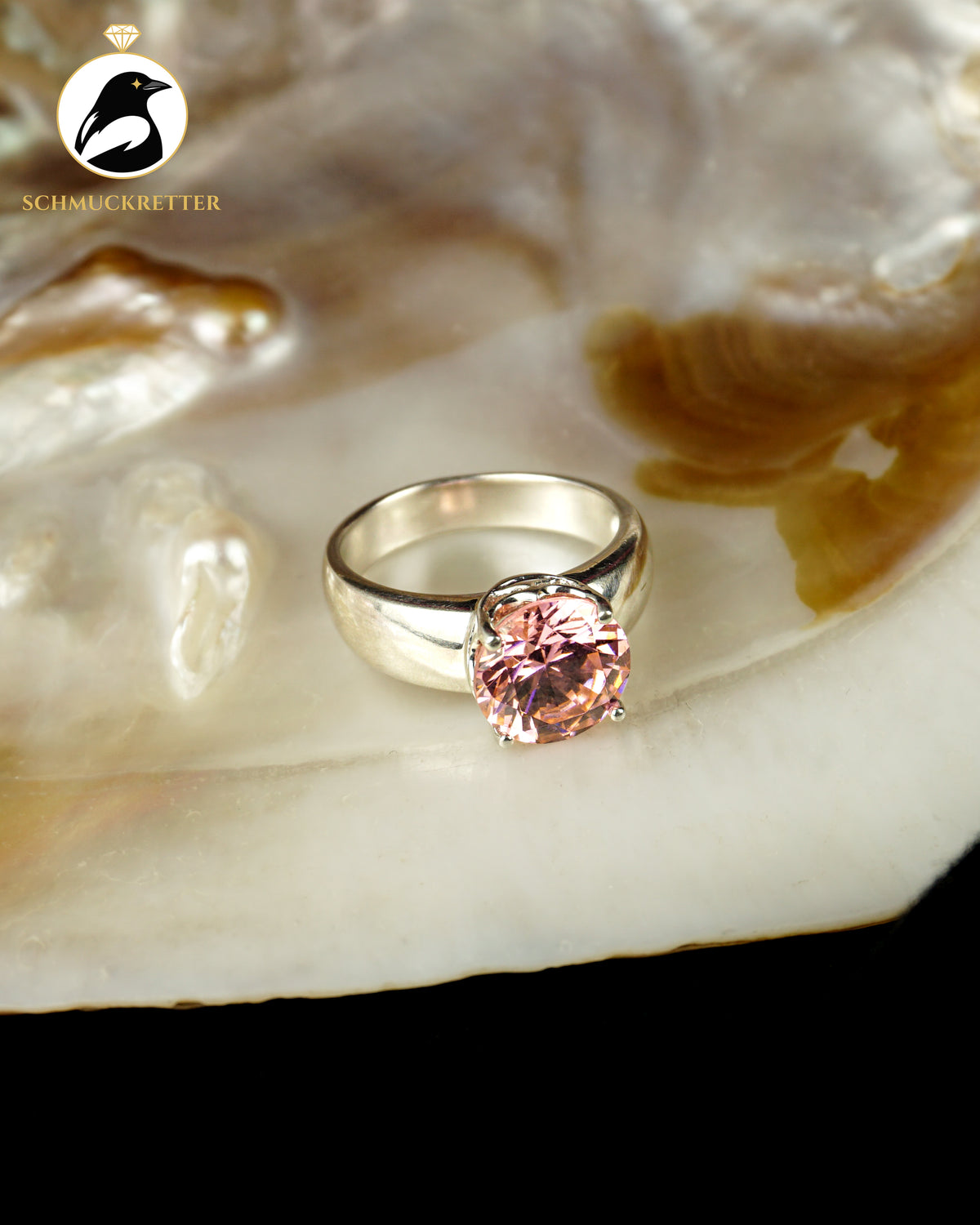 925 Silber Ring mit pinkem Zirkonia, Gr. 57