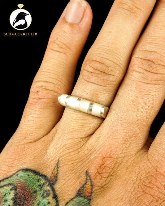 925 Silber Ring mit Perlmutt Inlay, Gr. 57