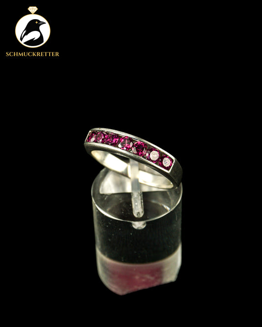 925 Silber Halbmemory Ring mit Rhodolith Granat, Gr. 57