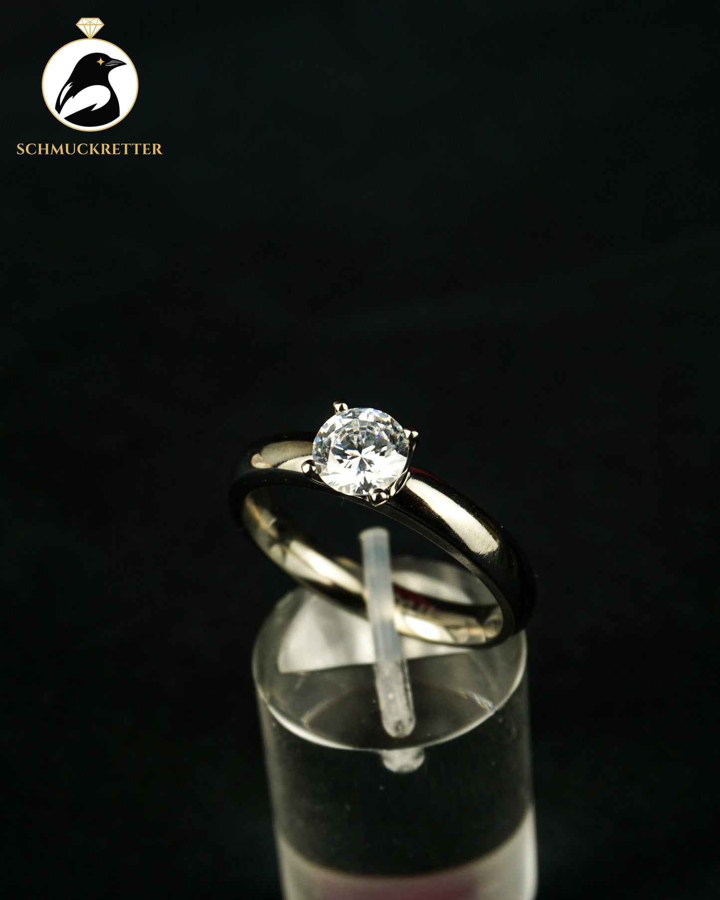 Diamonique Zirkonia-Ring aus Titan, Gr. 56