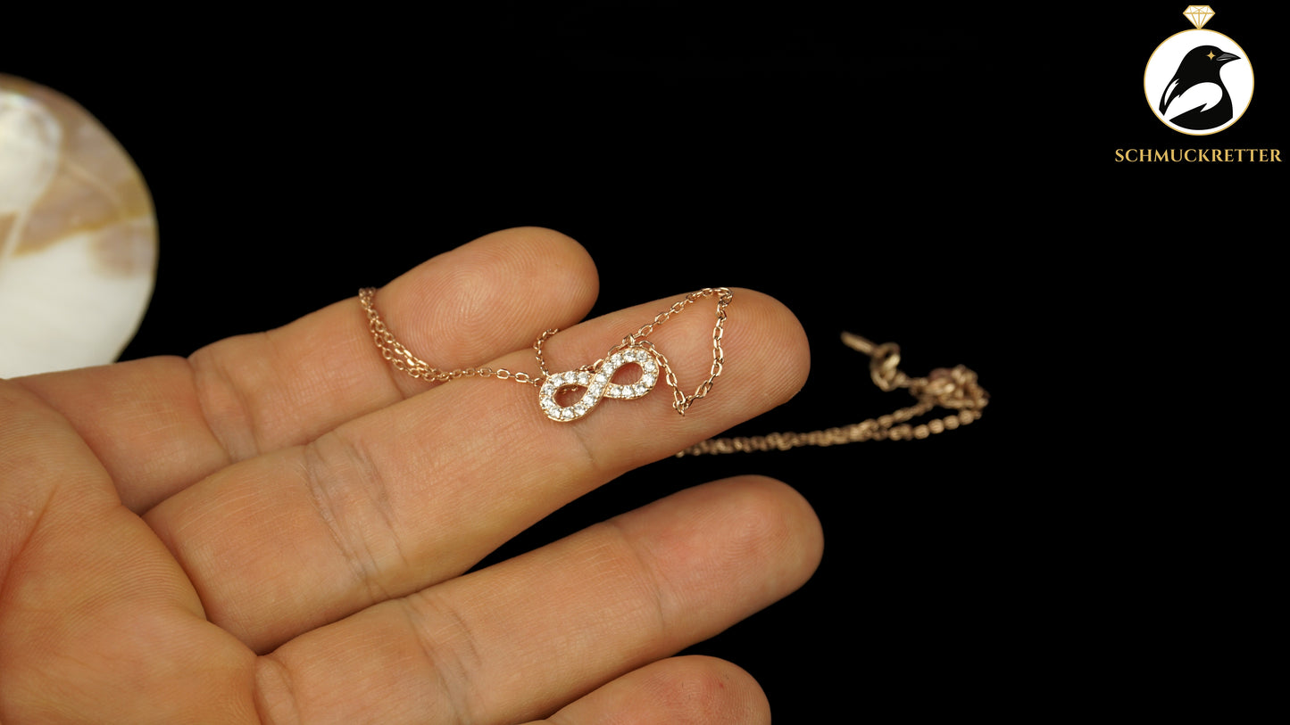 Rosévergoldetes 925 Silber Collier mit Unendlichkeitszeichen