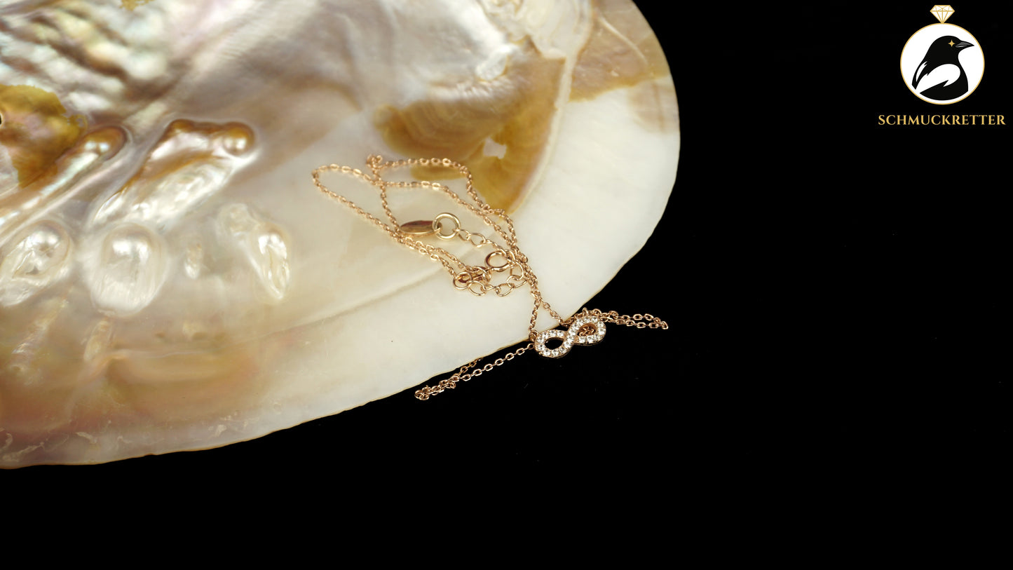 Rosévergoldetes 925 Silber Collier mit Unendlichkeitszeichen