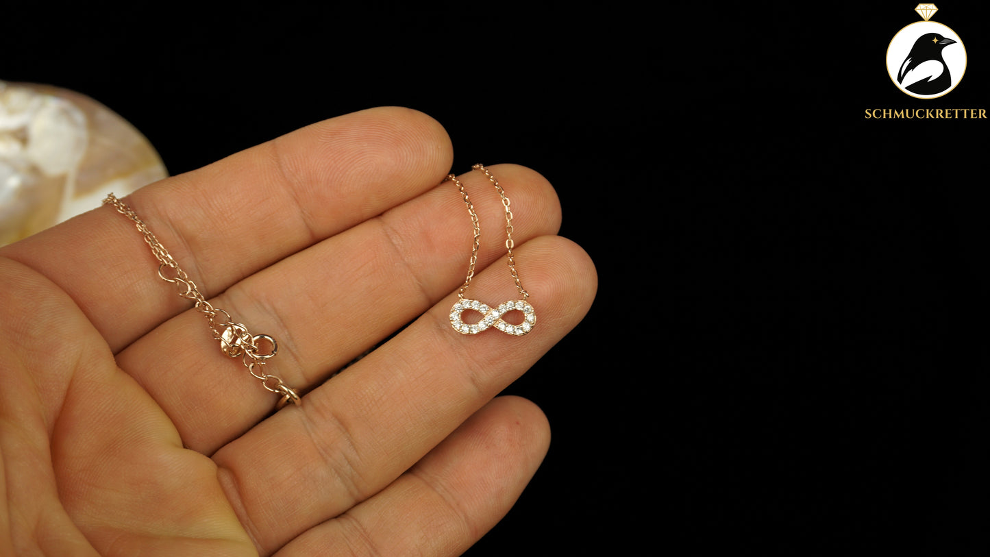 Rosévergoldetes 925 Silber Collier mit Unendlichkeitszeichen