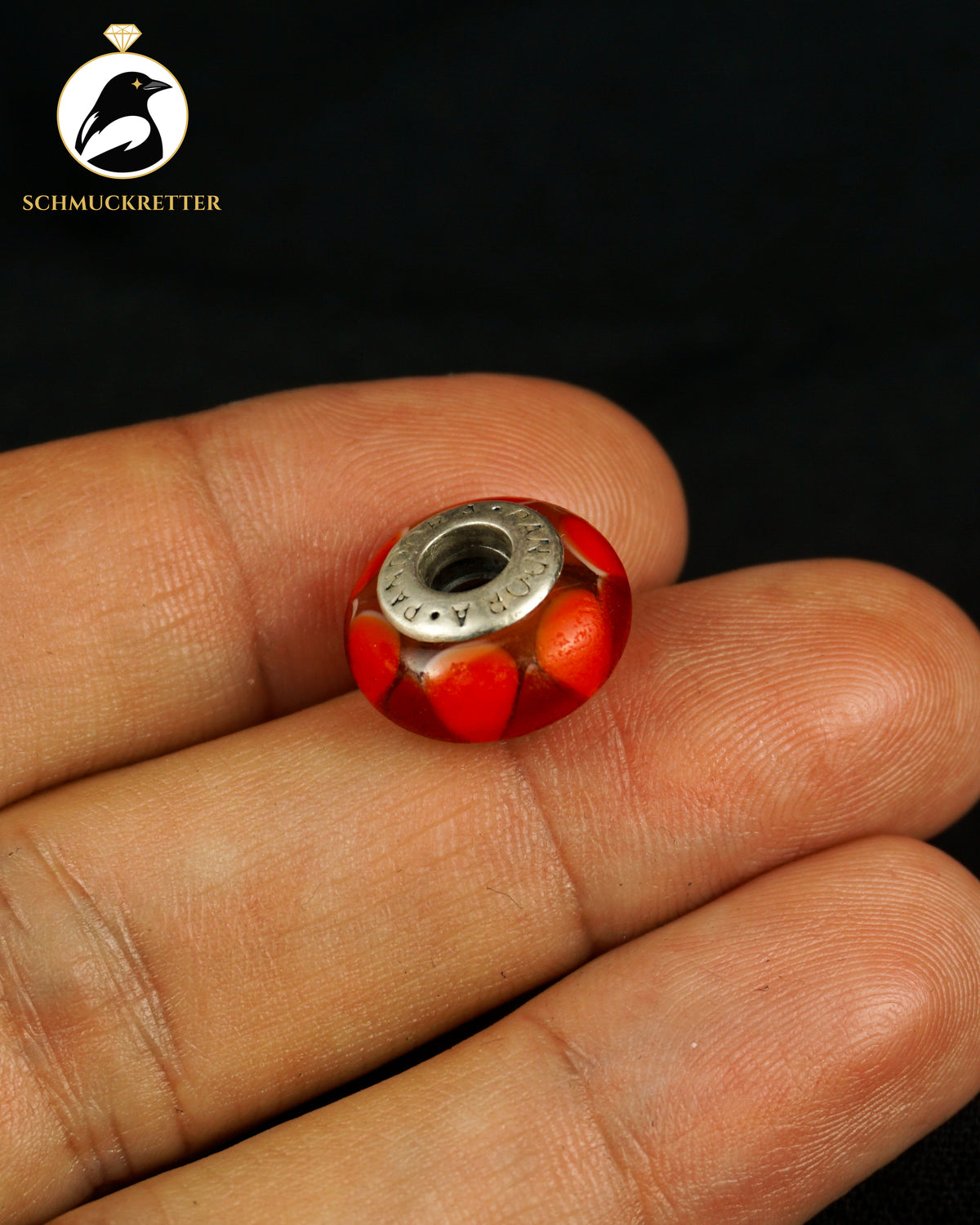 PANDORA Bead aus 925 Silber mit Muranoglas, rot