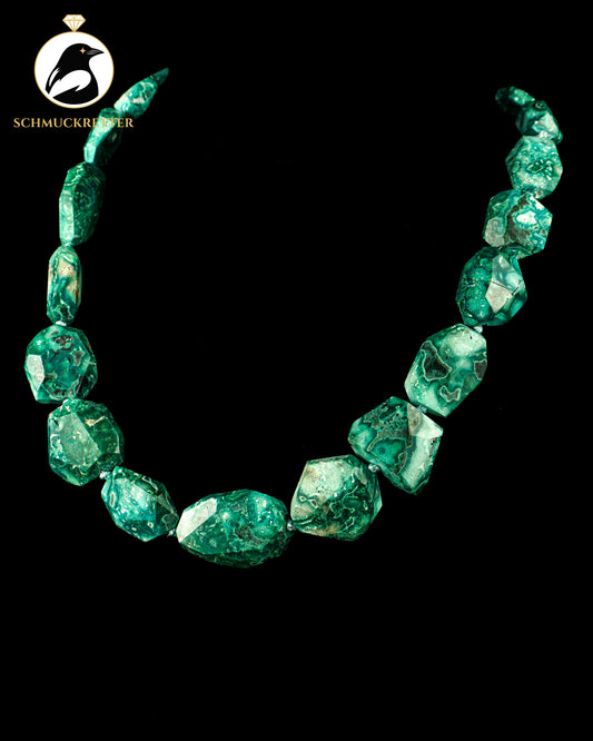 Kette aus Chrysokoll-Malachit mit 925 Silber Verschluss