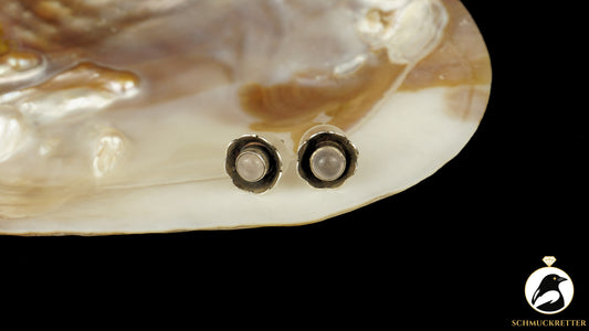 Ohrstecker in Blütenform aus 925 Silber - besetzt mit Rosenquarz