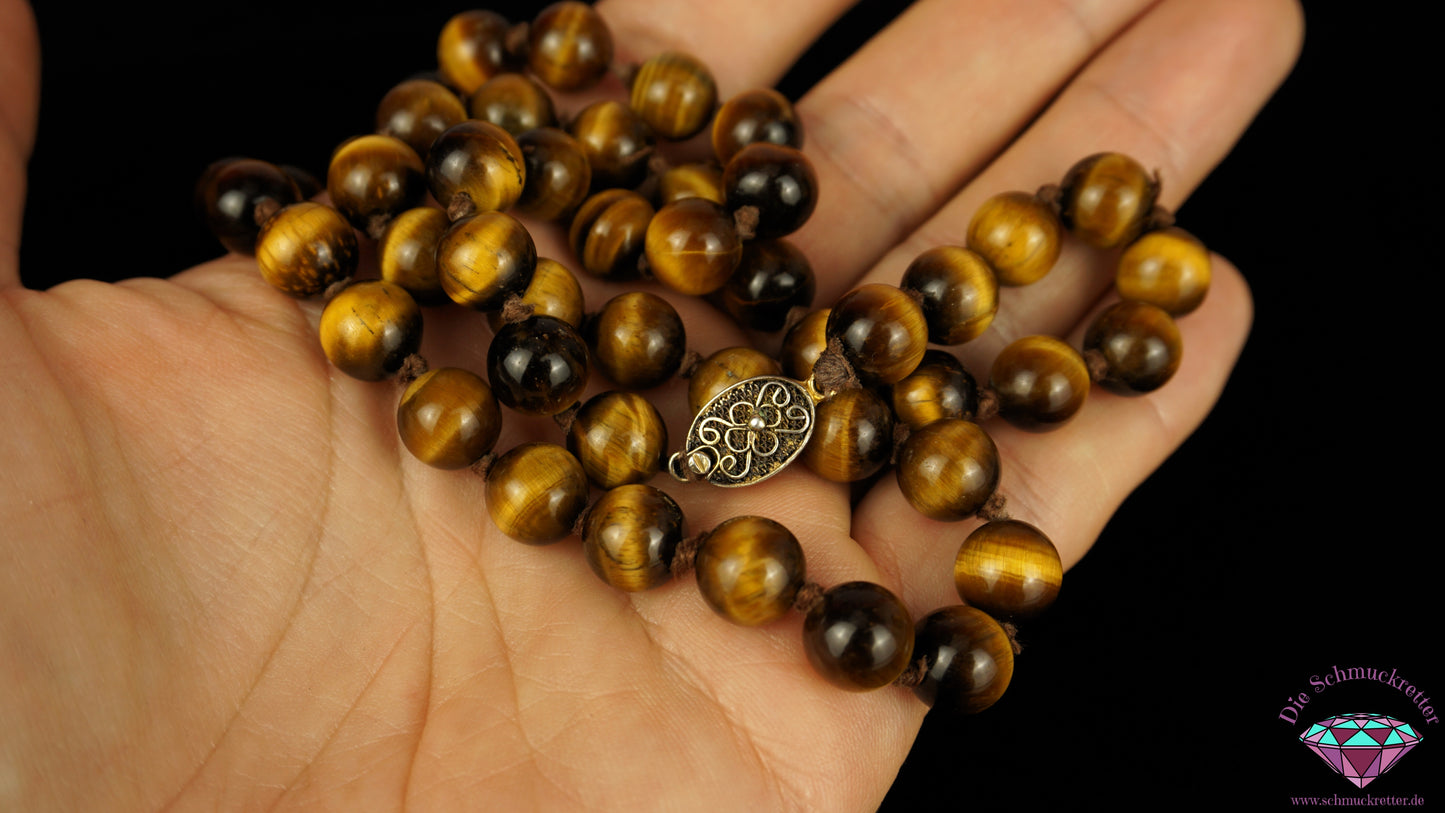 Chinesische Tigeraugenkette mit Echtsilber Verschluss