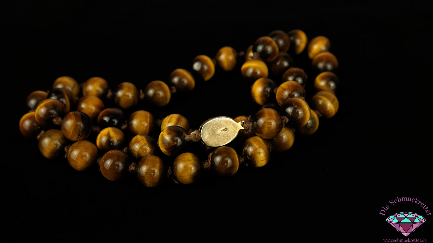 Chinesische Tigeraugenkette mit Echtsilber Verschluss