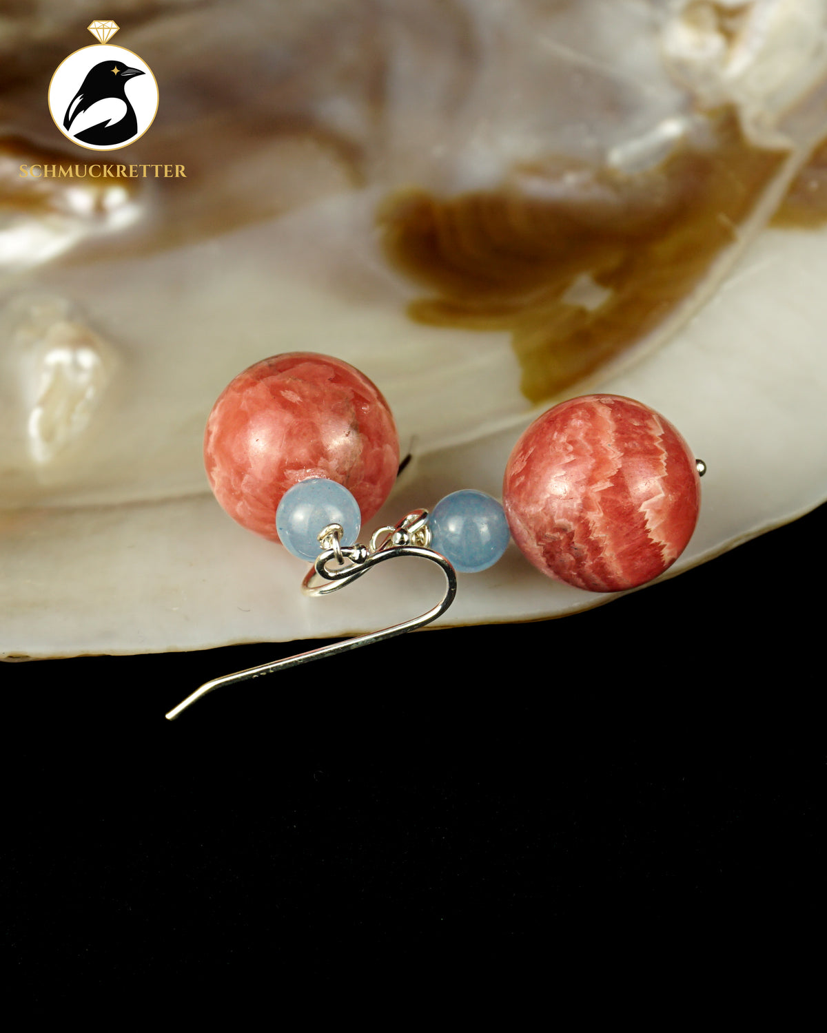 925 Silber Ohrringe mit Rhodochrosit und Beryll
