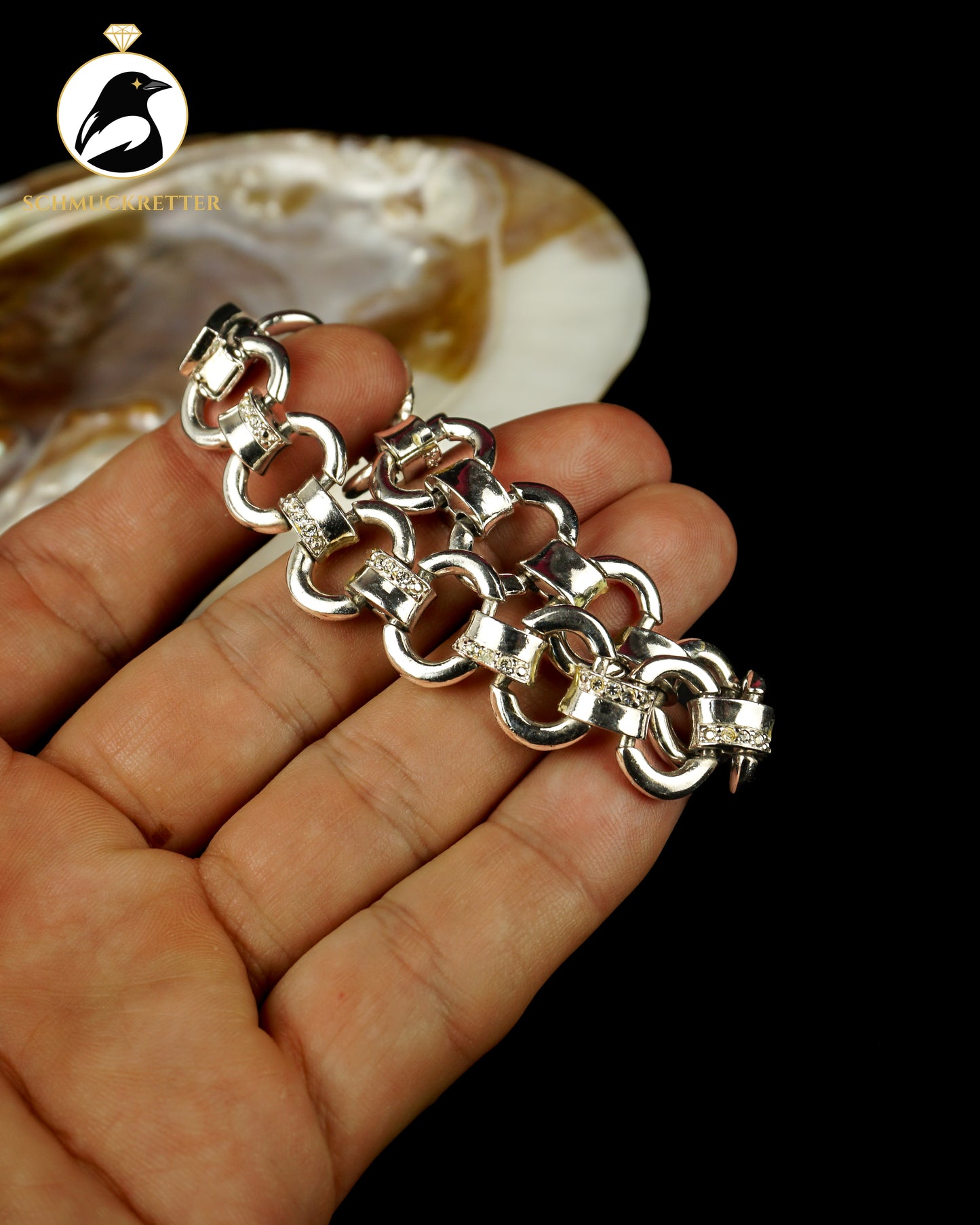 Grossé - Rhodiniertes Armband mit Strasssteinen