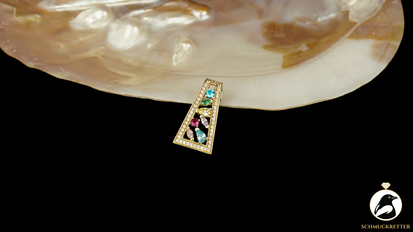 585 Gold Anhänger mit bunten Zirkonia aus Istanbul