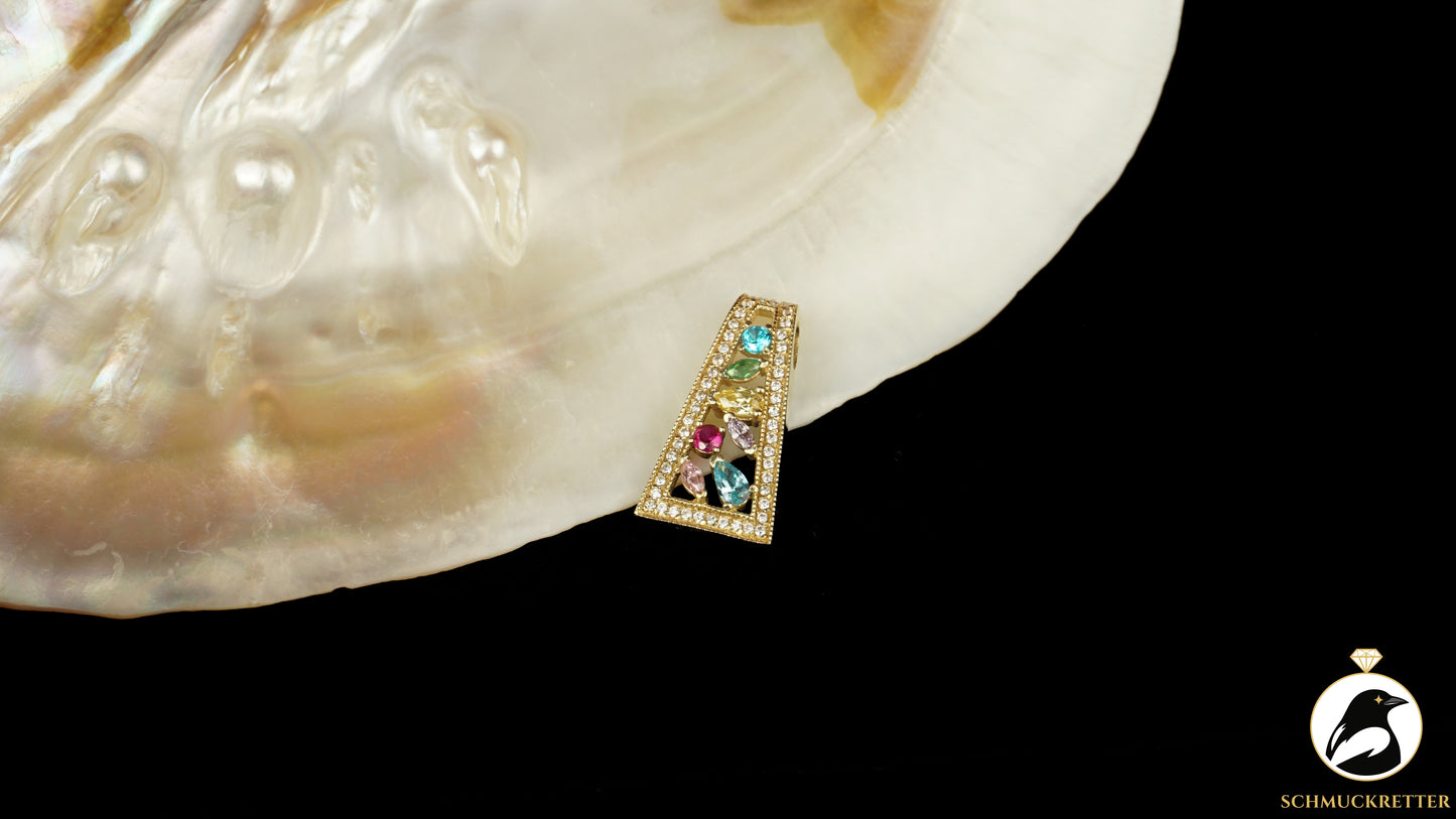 585 Gold Anhänger mit bunten Zirkonia aus Istanbul