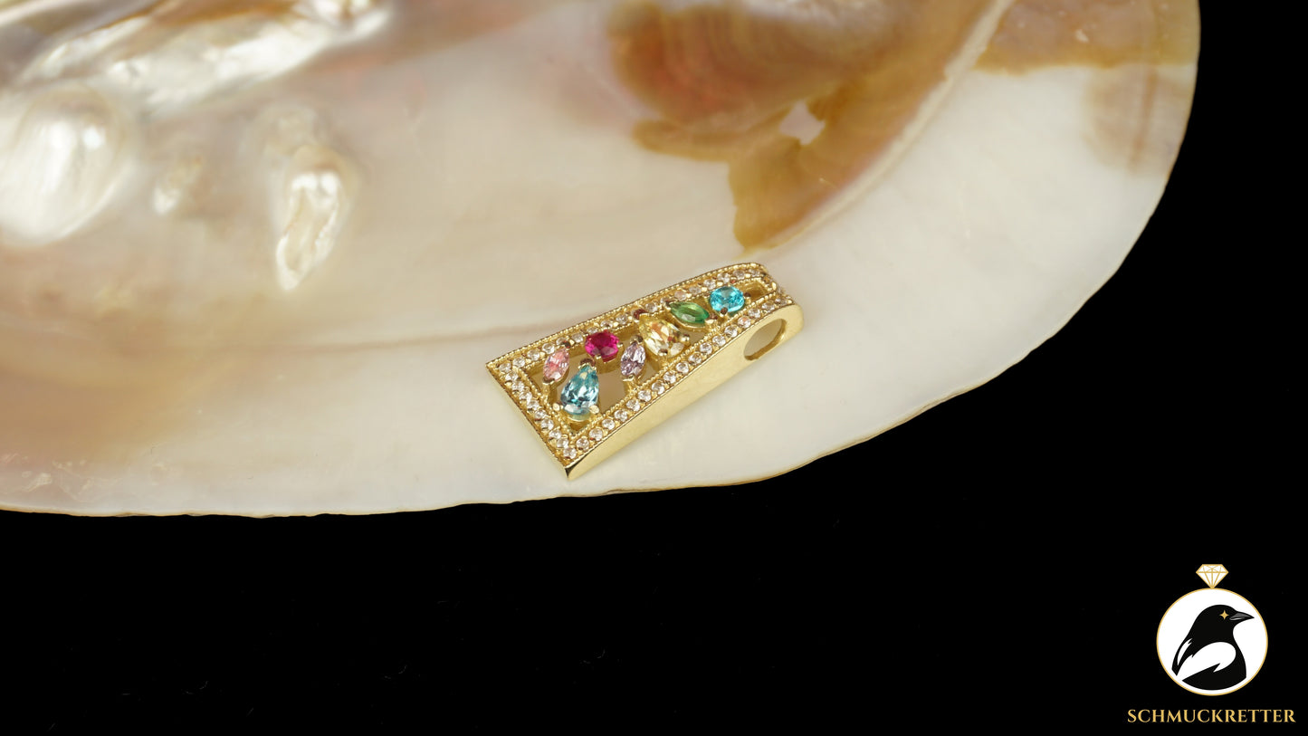 585 Gold Anhänger mit bunten Zirkonia aus Istanbul