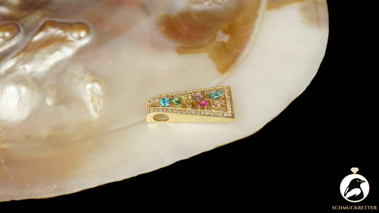 585 Gold Anhänger mit bunten Zirkonia aus Istanbul
