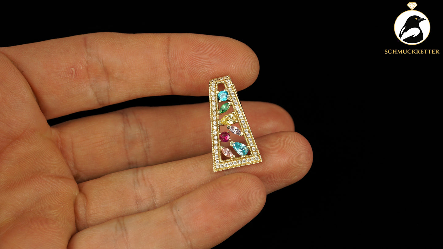 585 Gold Anhänger mit bunten Zirkonia aus Istanbul