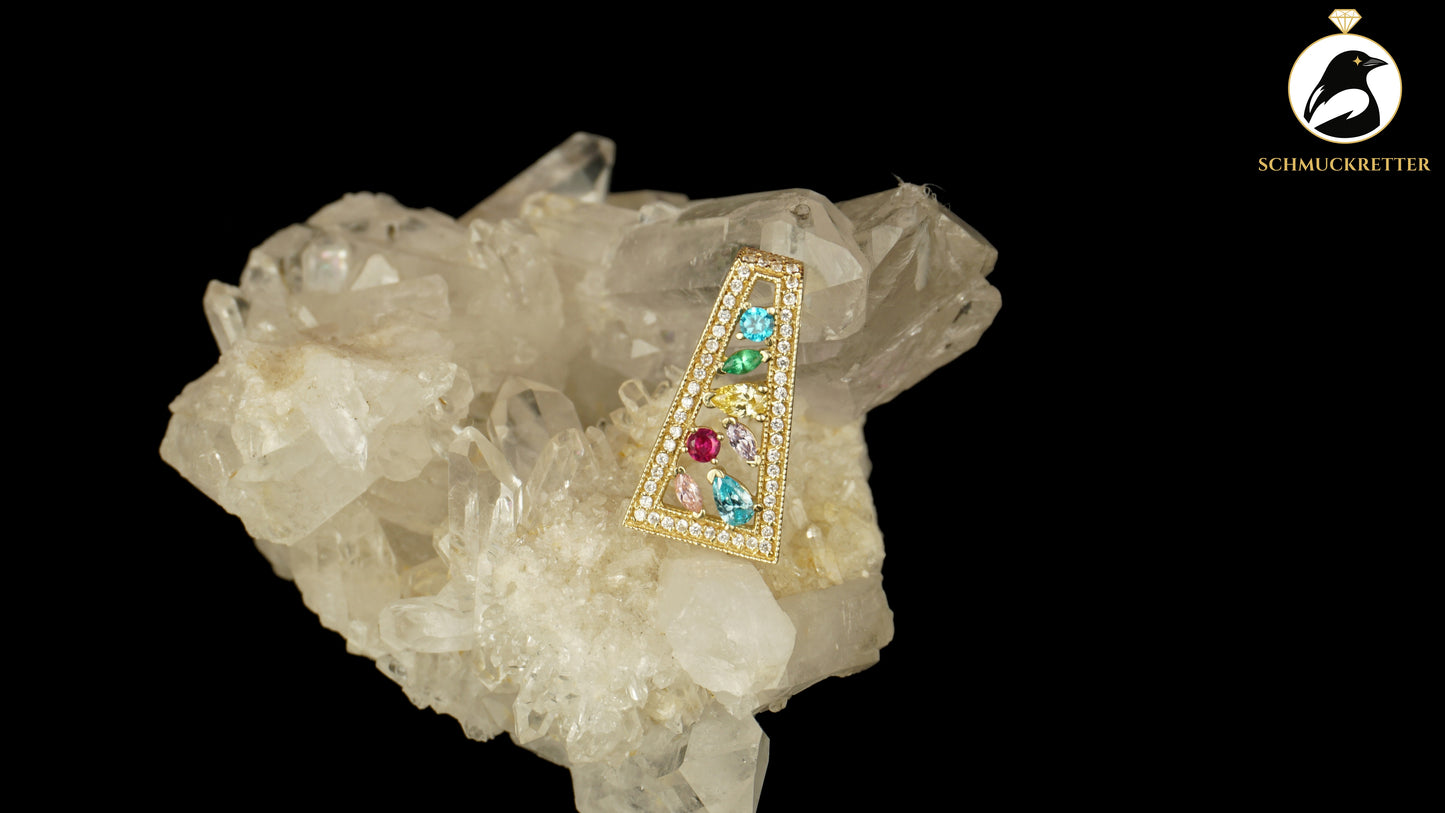 585 Gold Anhänger mit bunten Zirkonia aus Istanbul