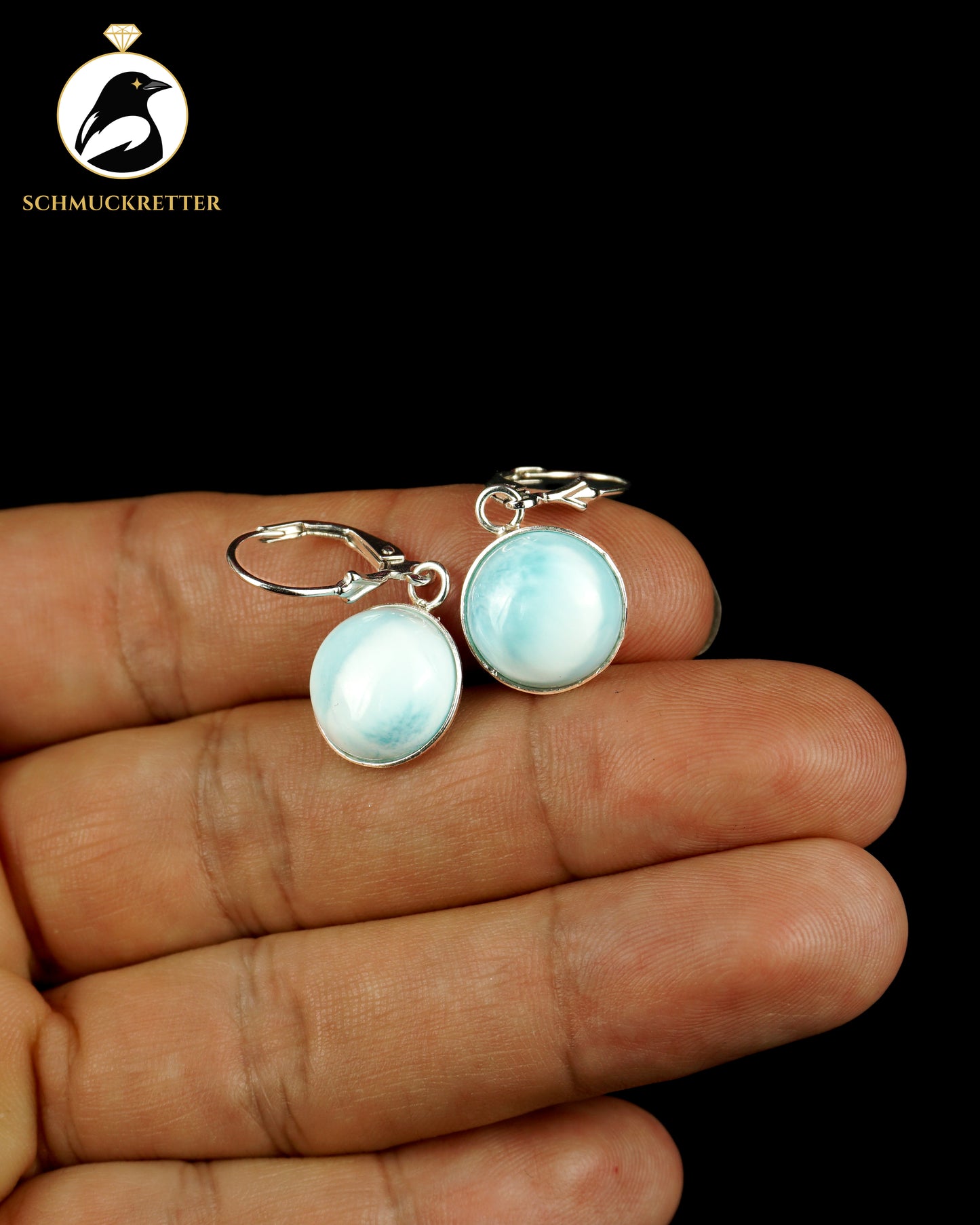 Karibischer Himmel – 925 Silber Ohrringe mit Larimar