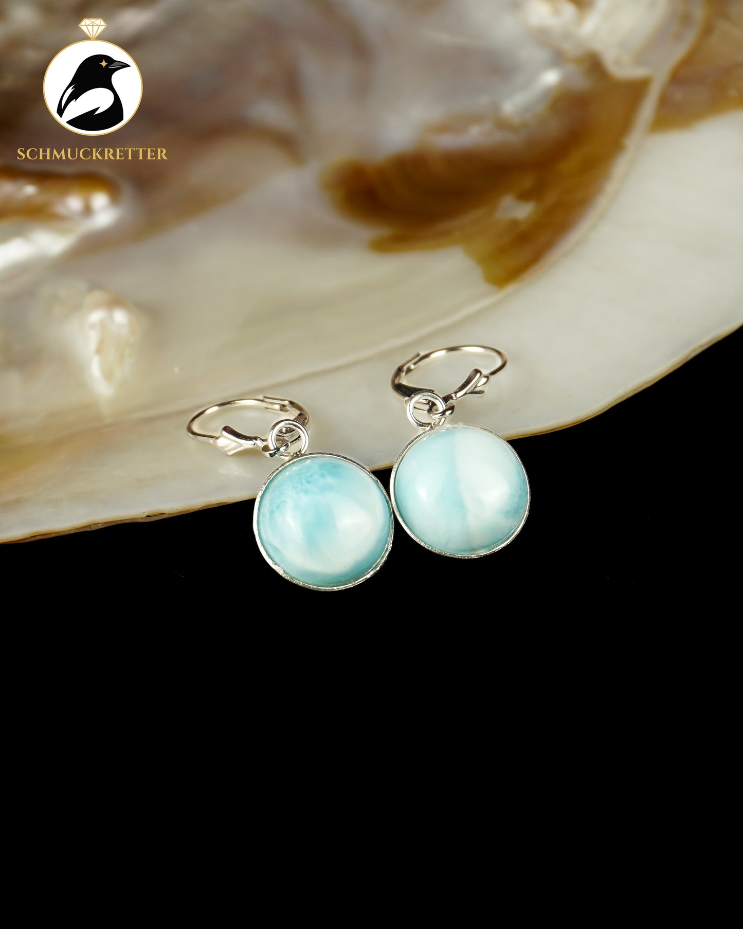 Karibischer Himmel – 925 Silber Ohrringe mit Larimar