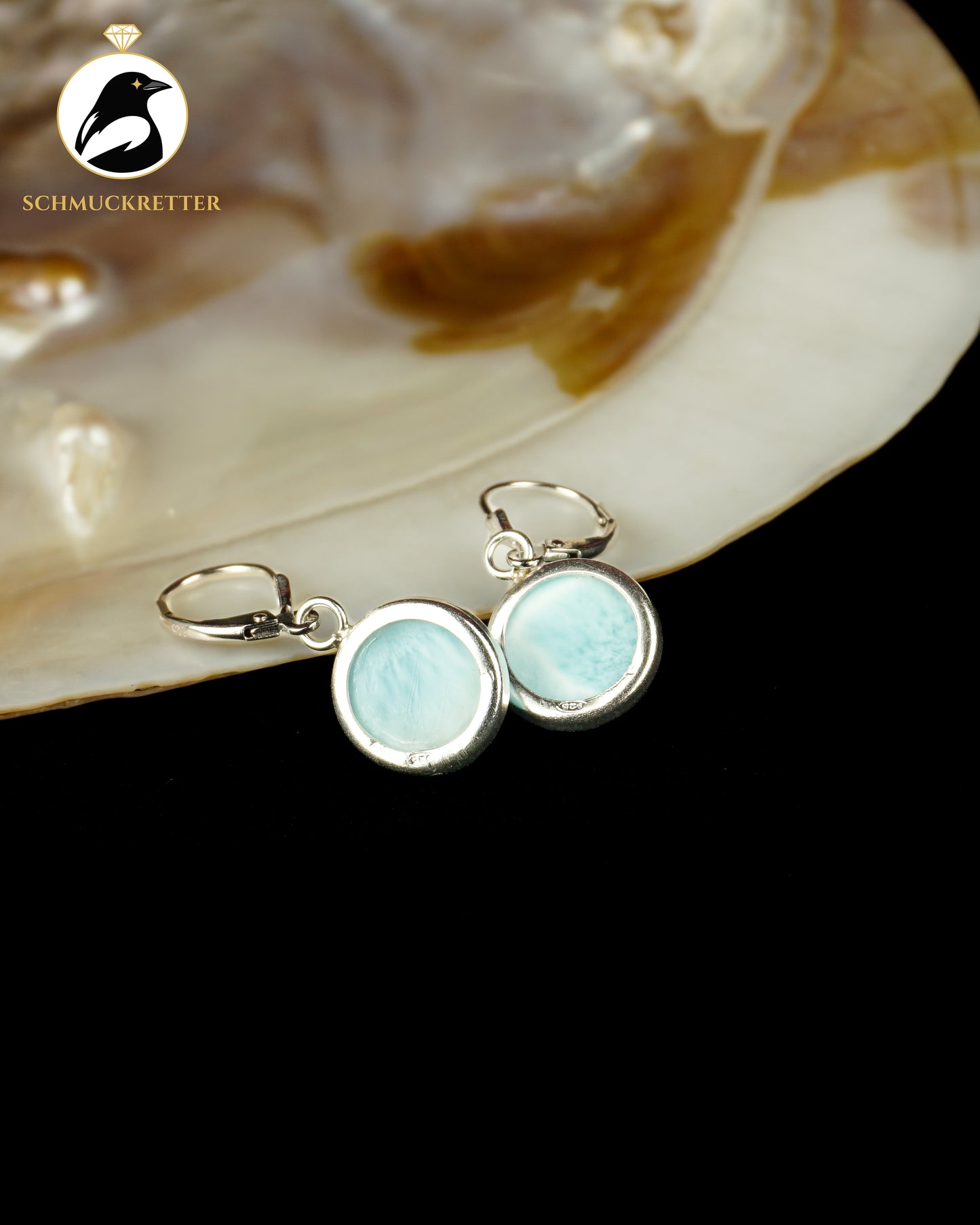 Karibischer Himmel – 925 Silber Ohrringe mit Larimar
