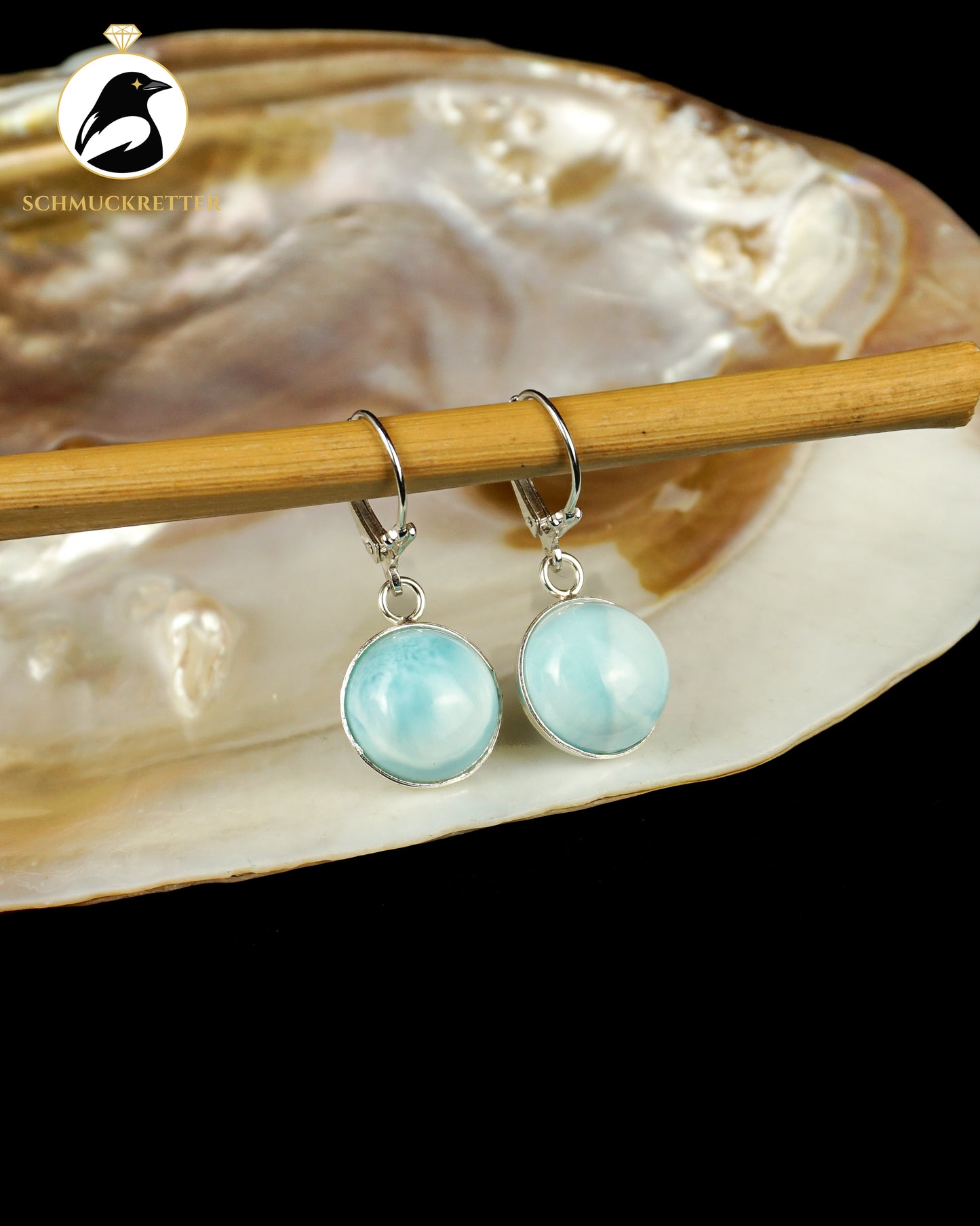 Karibischer Himmel – 925 Silber Ohrringe mit Larimar